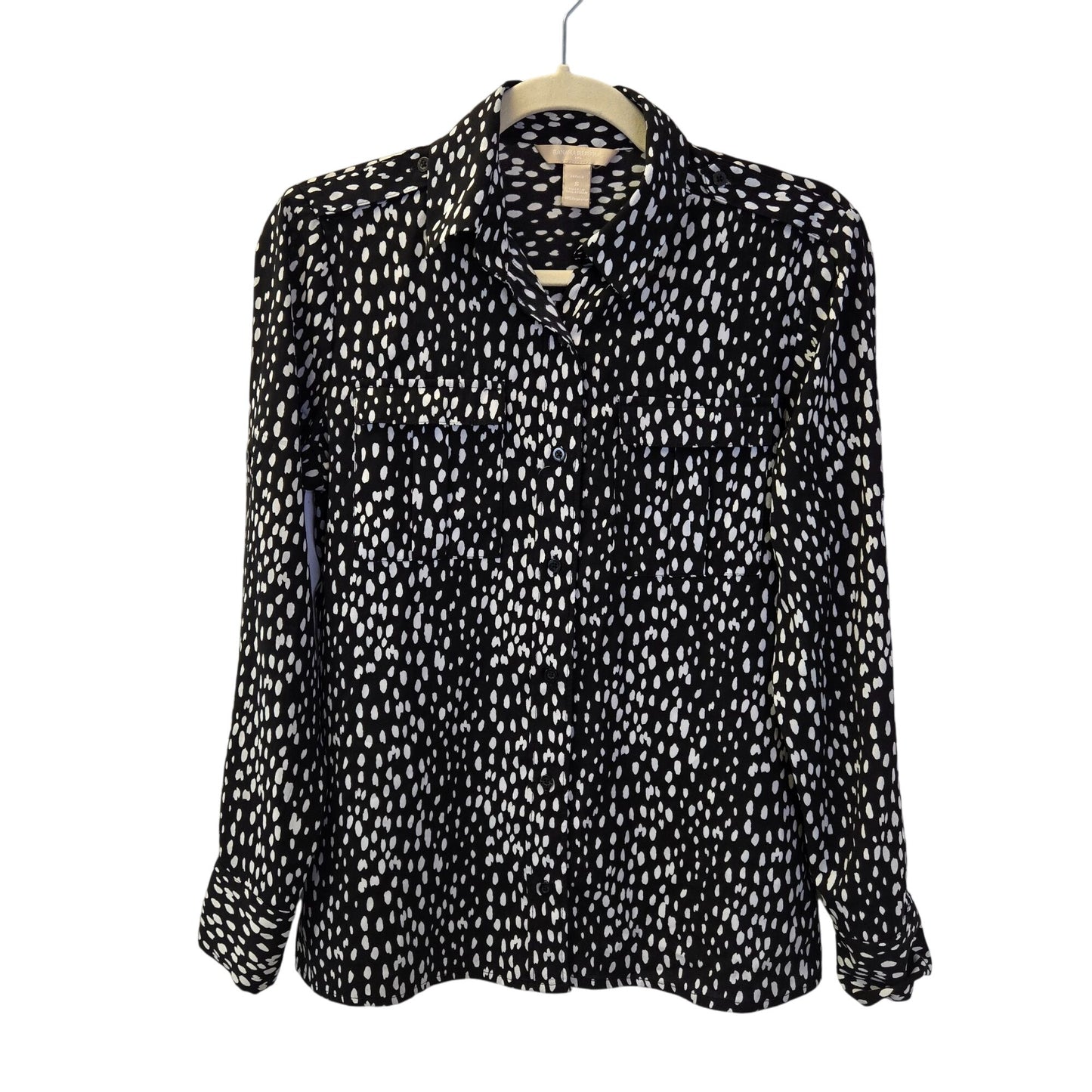 Banana Republic Factory Polka Dot Print Button Down Blouse Size Small Petite