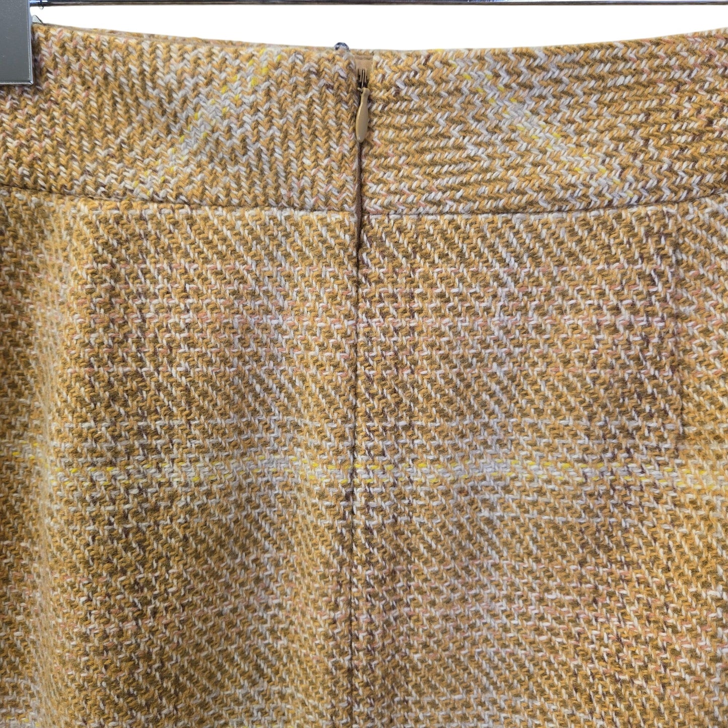 J. Crew Wool Blend The Pencil Skirt in a Gold Plaid Pattern Size 2