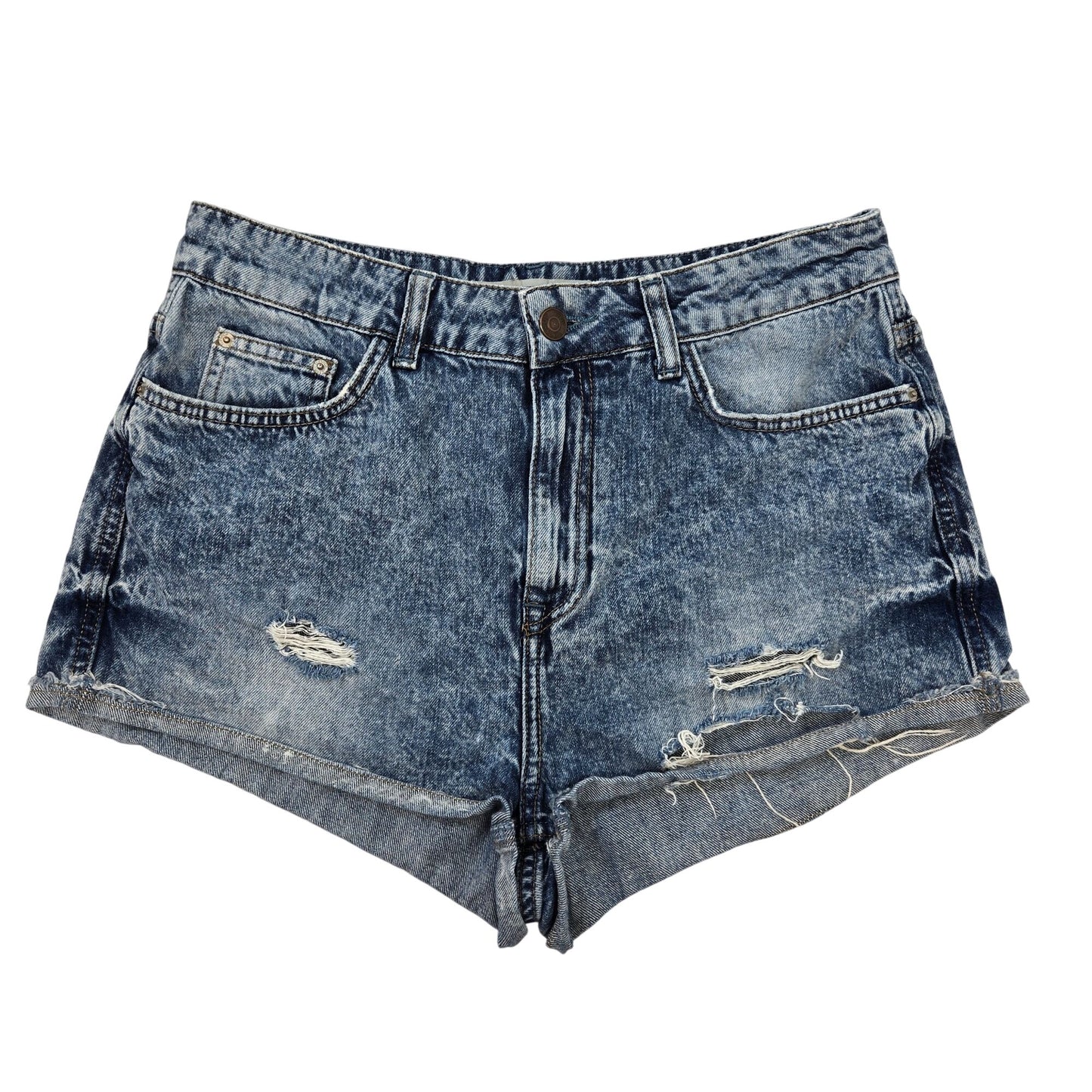 Topshop Moto Hallie Distressed Denim Shorts Size 12