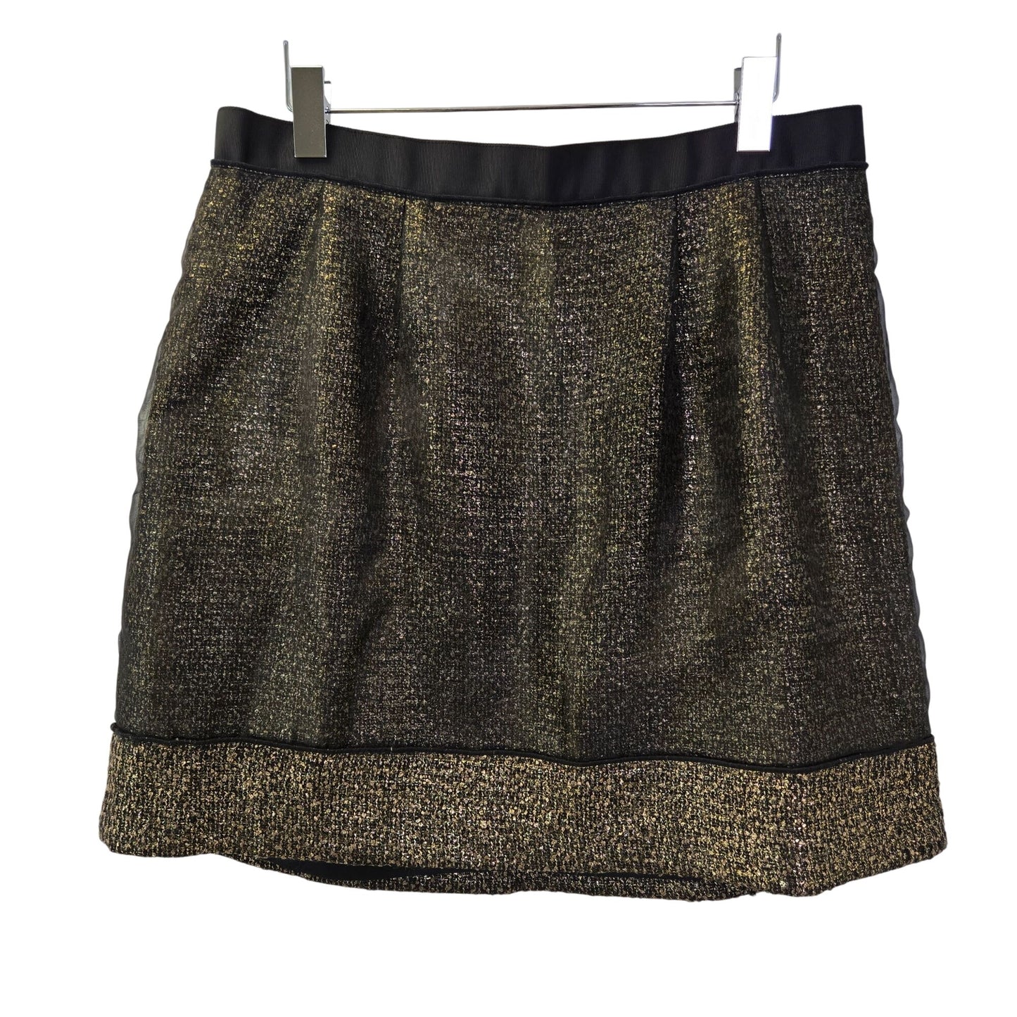 Ann Taylor Loft Gold Metallic Organza Overlay A-Line Skirt Size 12