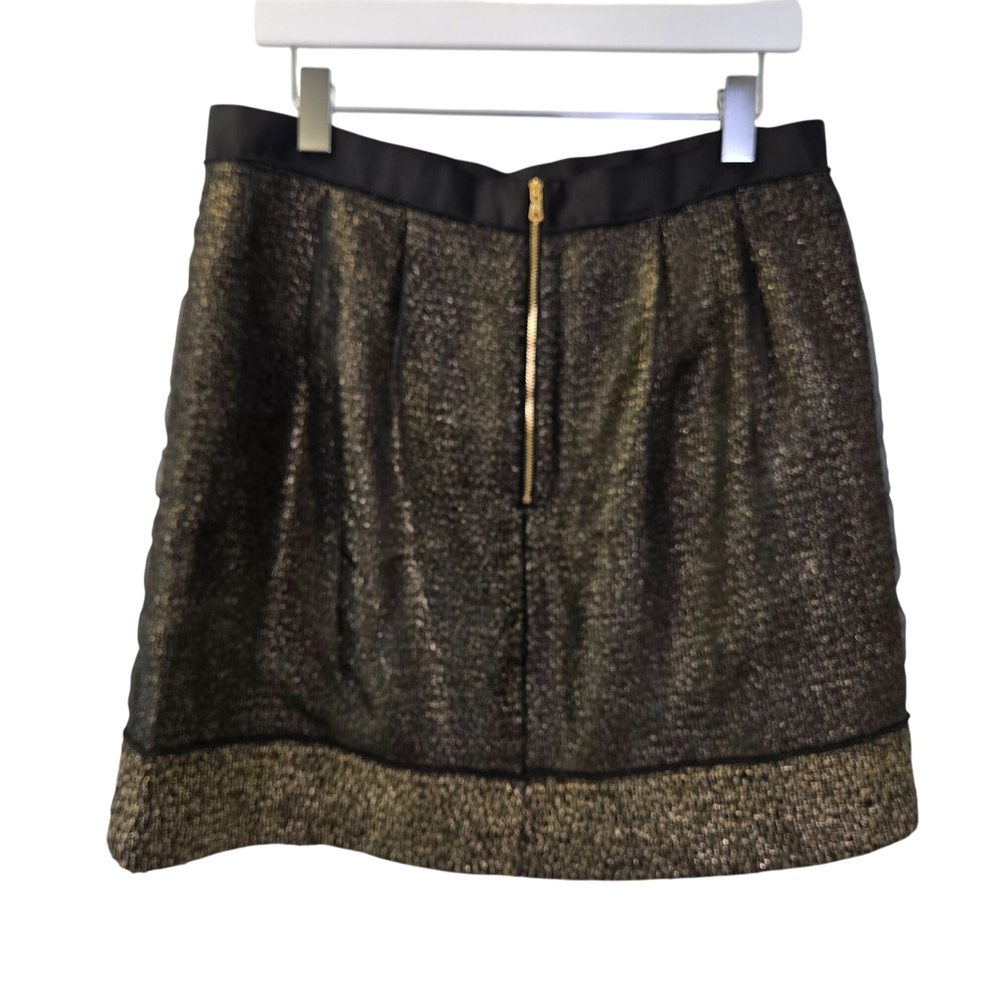 Ann Taylor Loft Gold Metallic Organza Overlay A-Line Skirt Size 12