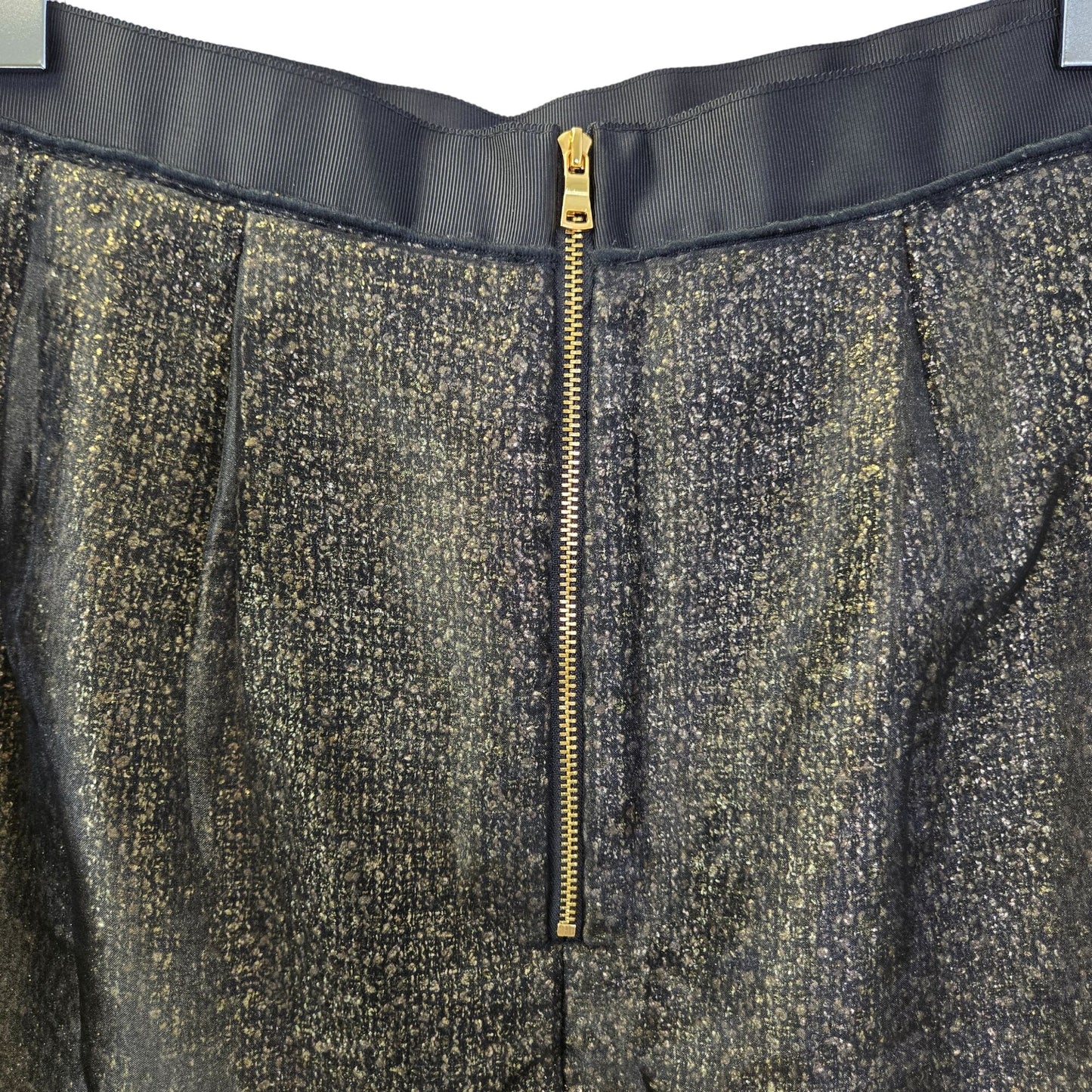 Ann Taylor Loft Gold Metallic Organza Overlay A-Line Skirt Size 12