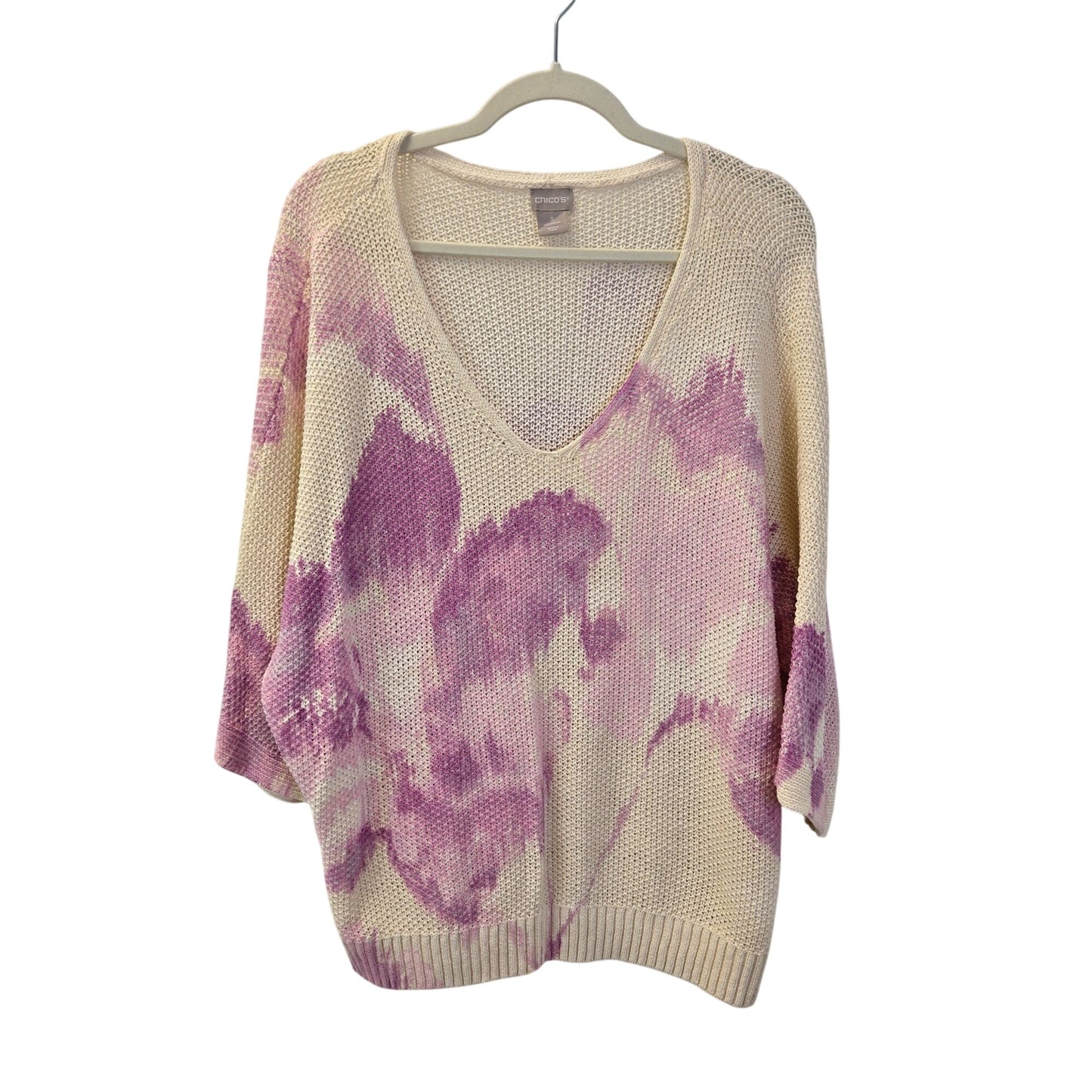 Chico's Linen Blend Open Knit Scoop Neck Sweater Size Chico's 3/XL