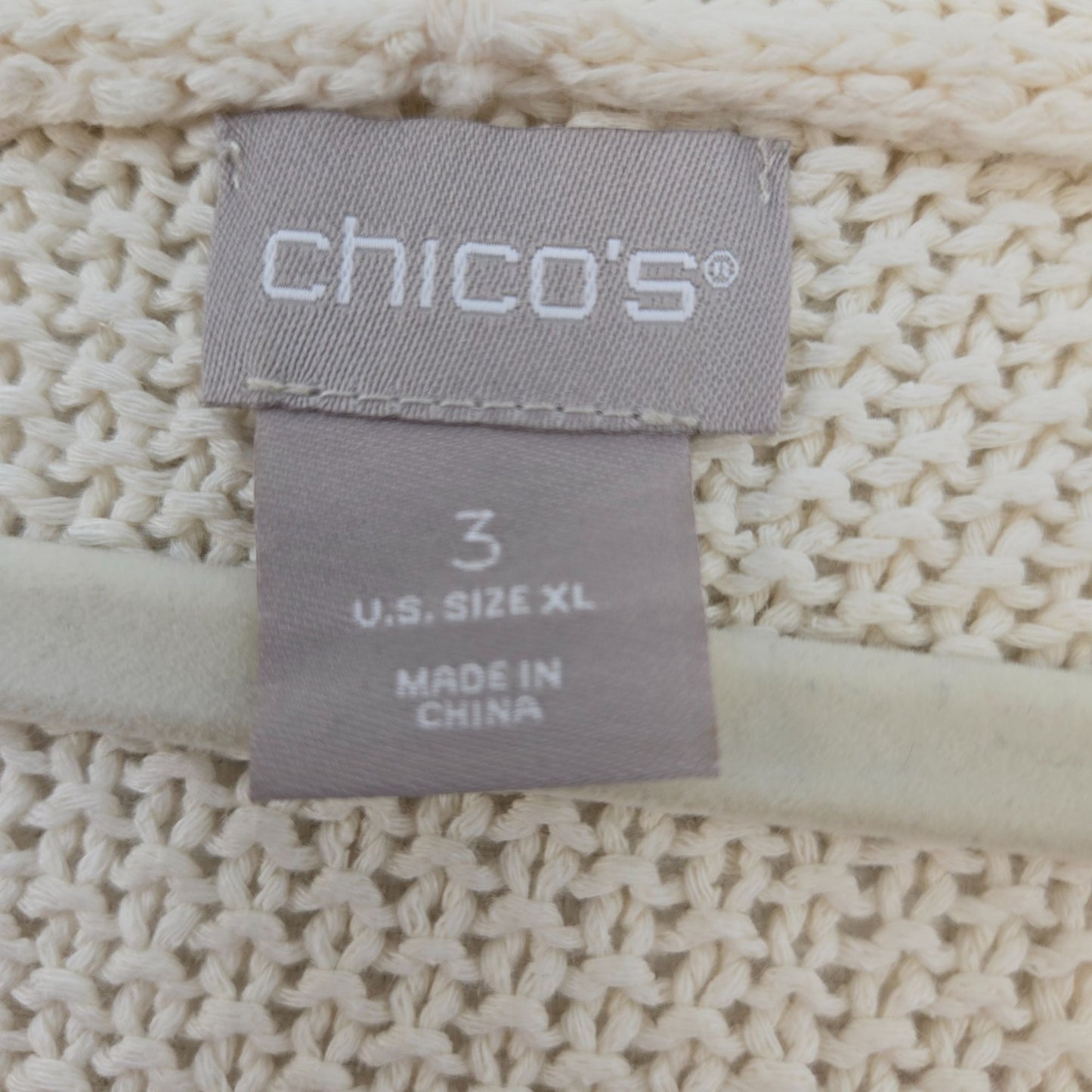 Chico's Linen Blend Open Knit Scoop Neck Sweater Size Chico's 3/XL
