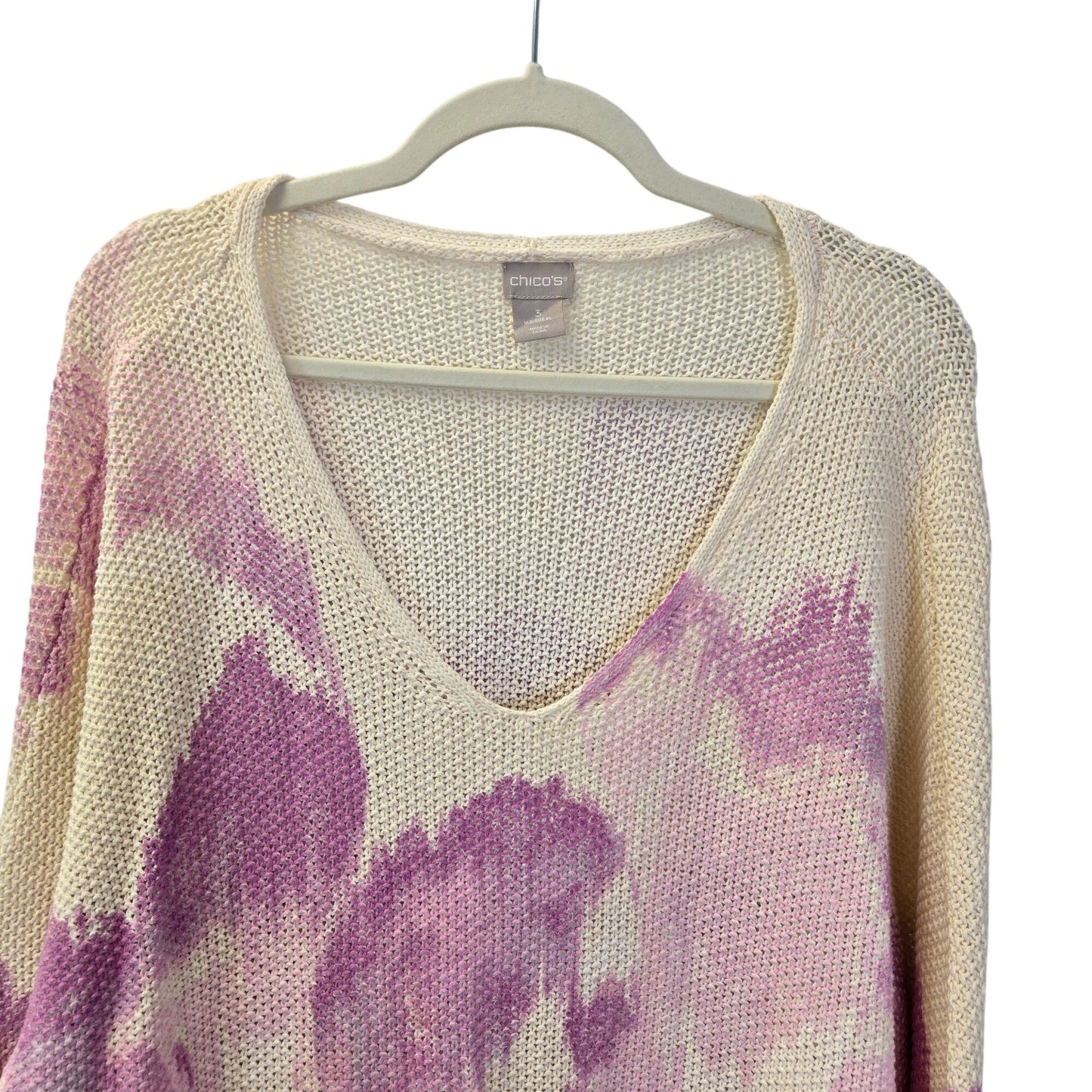 Chico's Linen Blend Open Knit Scoop Neck Sweater Size Chico's 3/XL