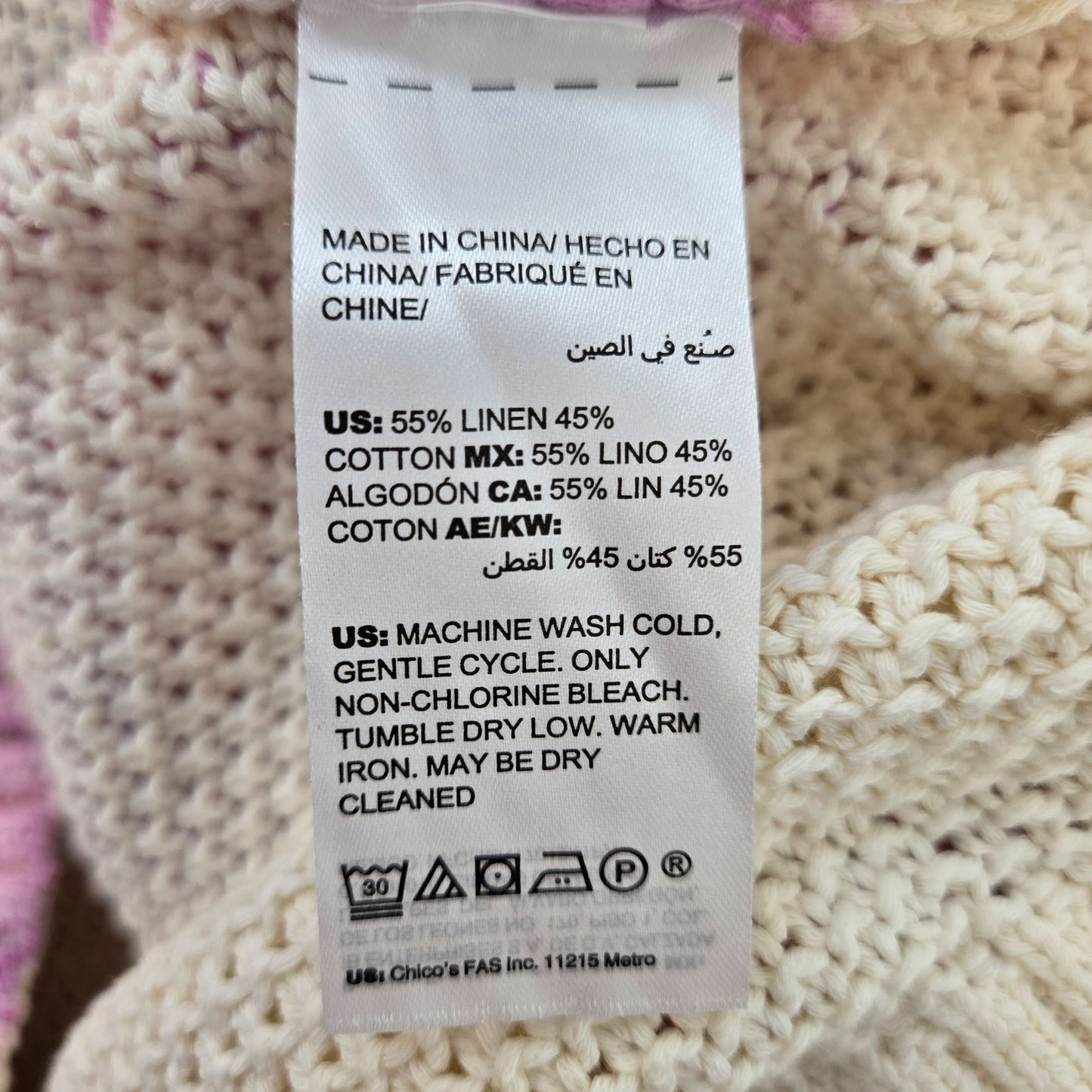 Chico's Linen Blend Open Knit Scoop Neck Sweater Size Chico's 3/XL