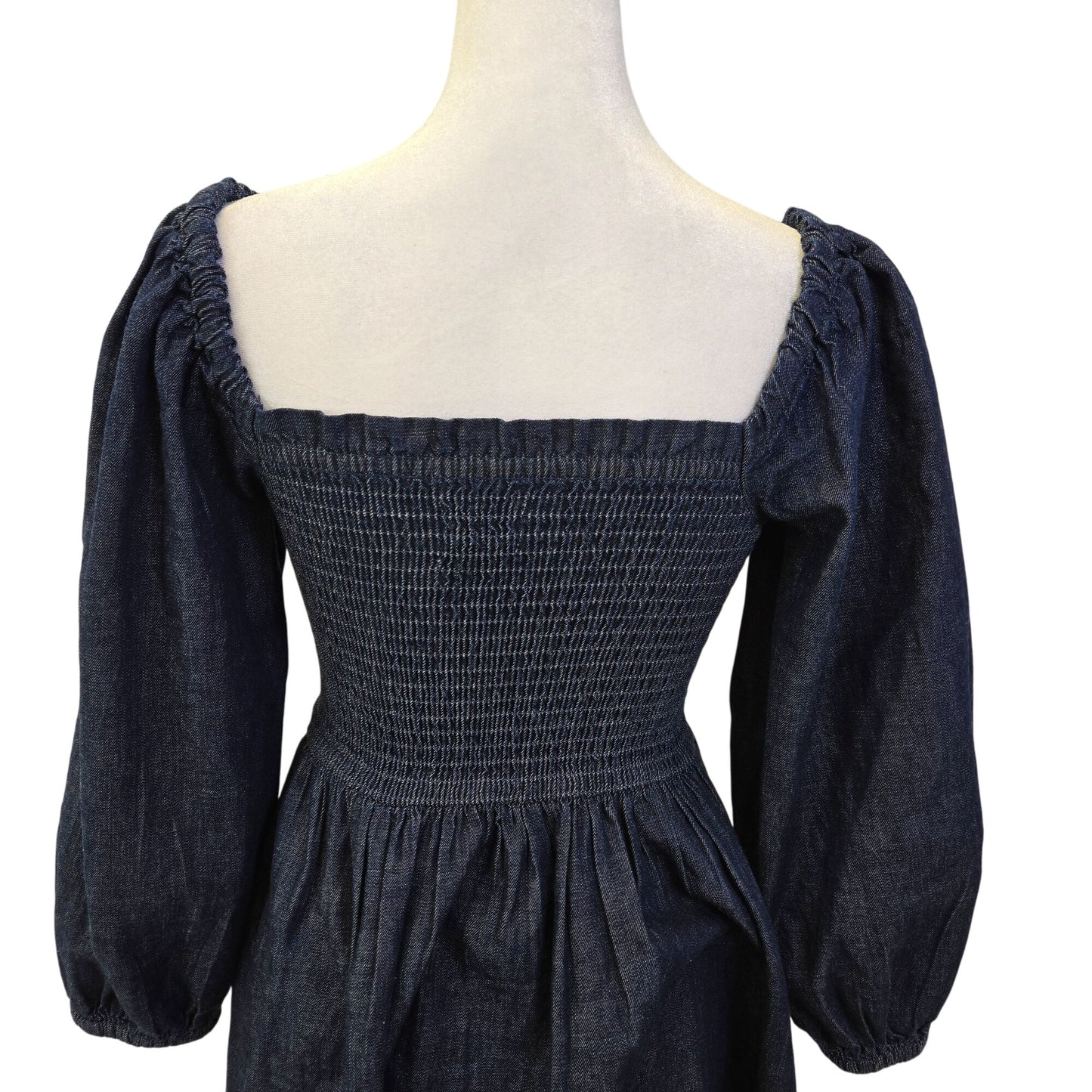 J. Crew Smocked Puff Sleeve Chambray Mini Dress Size XS