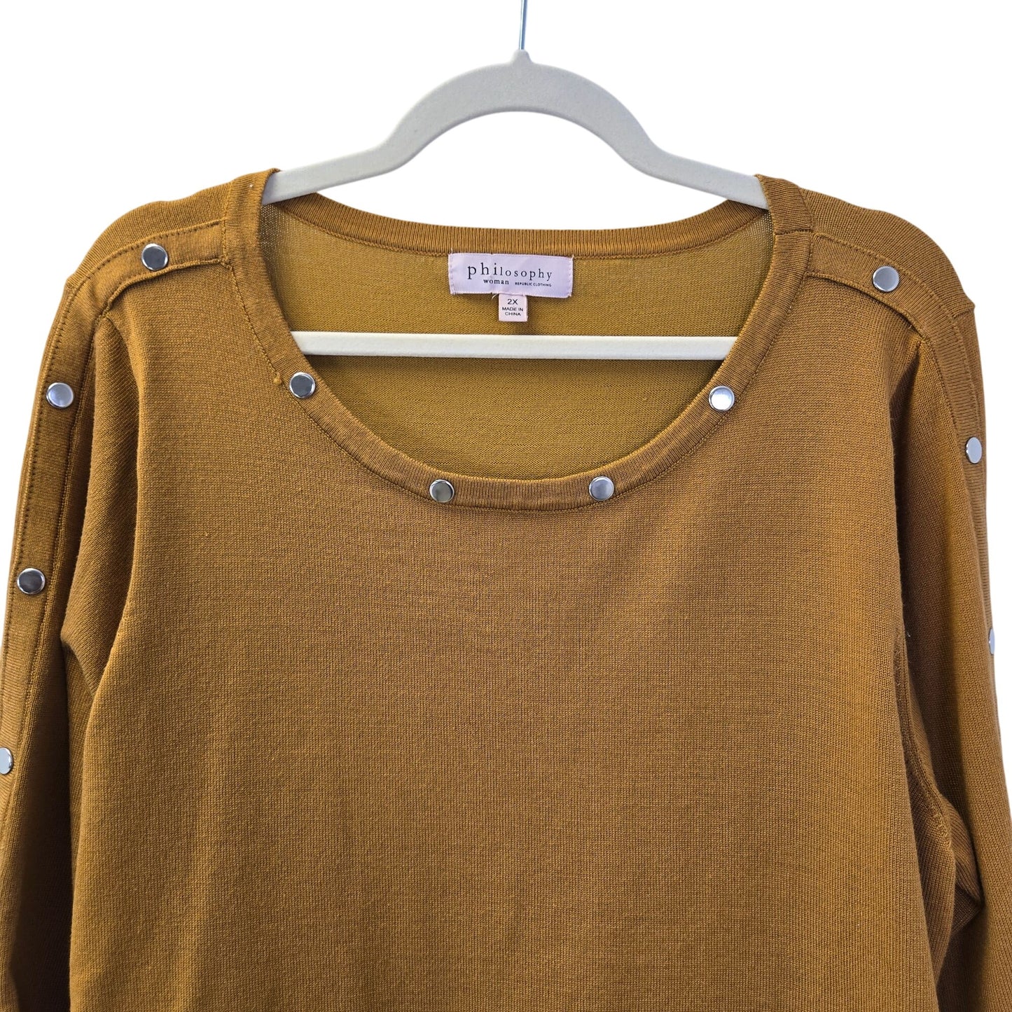 Philosophy Woman Rivet Embellished Crewneck Sweater Size 2XL