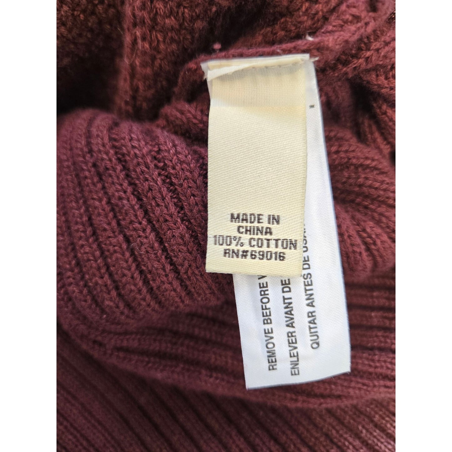 NWT Ruff Hewn Cotton Burnout Waffle Textured Zip Detail Tunic Sweater Size Large