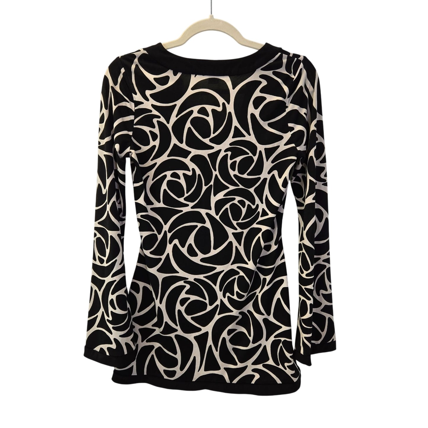 White House Black Market Graphic Print Flare Sleeve Top Size Small