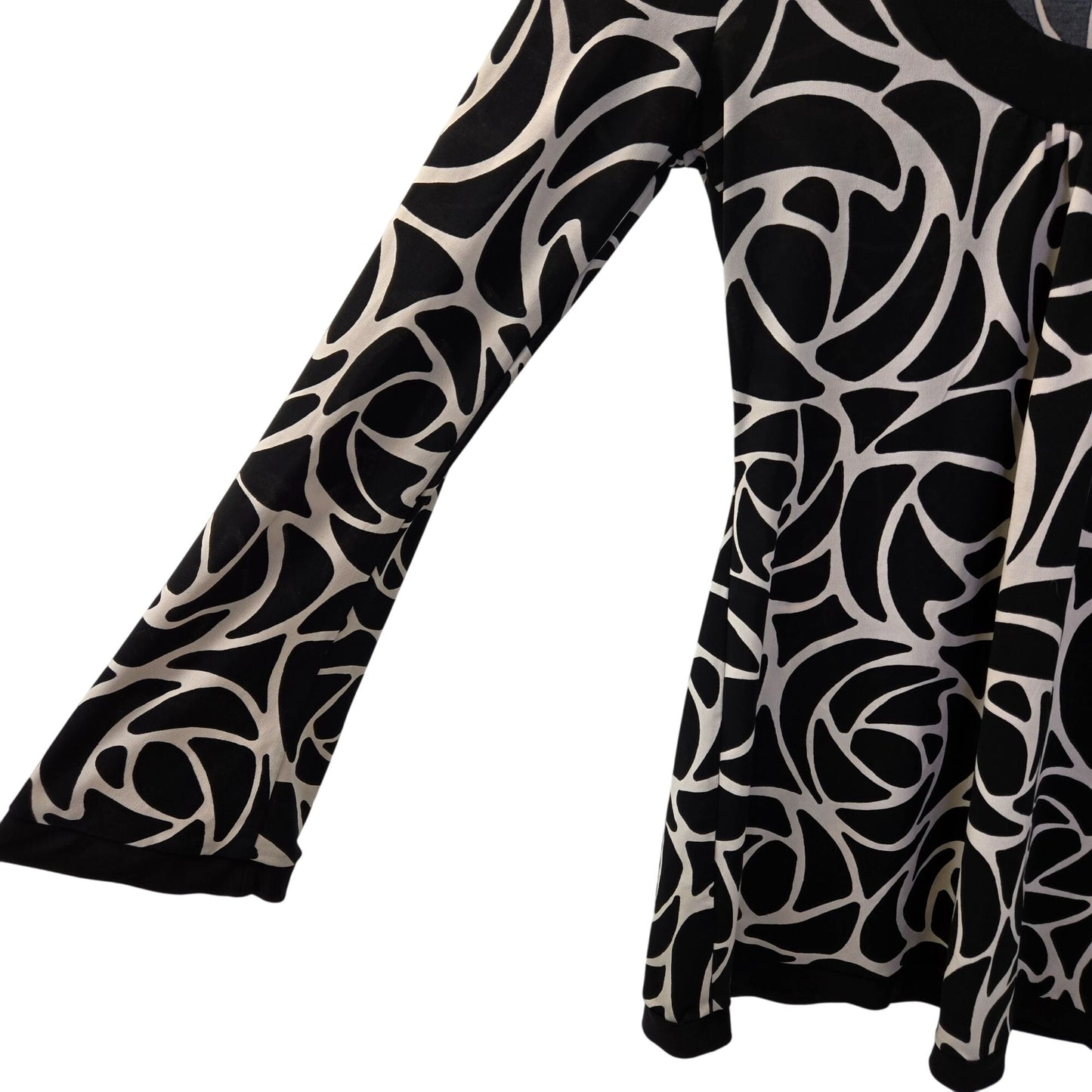 White House Black Market Graphic Print Flare Sleeve Top Size Small