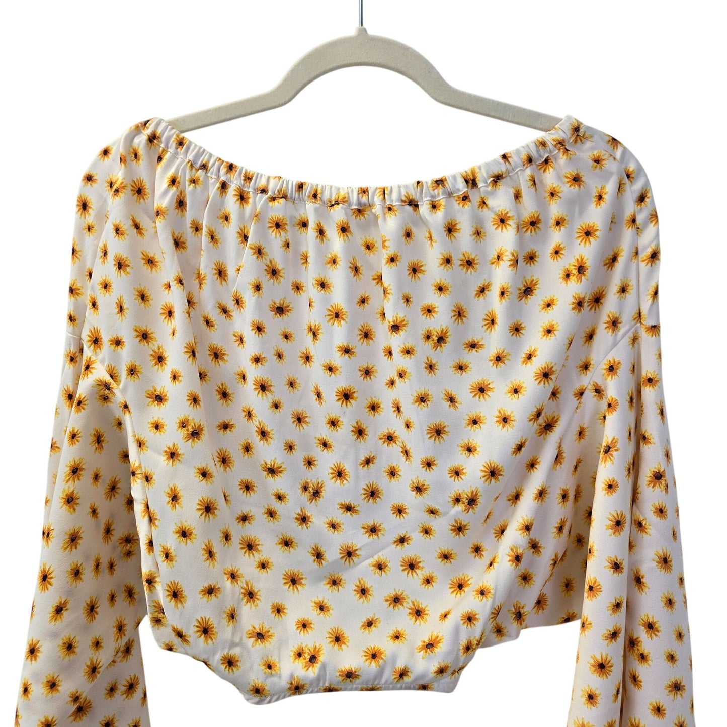 NWT WeWoreWhat Floral Billow Sleeve Criss-Cross Back Crop Top Size Large