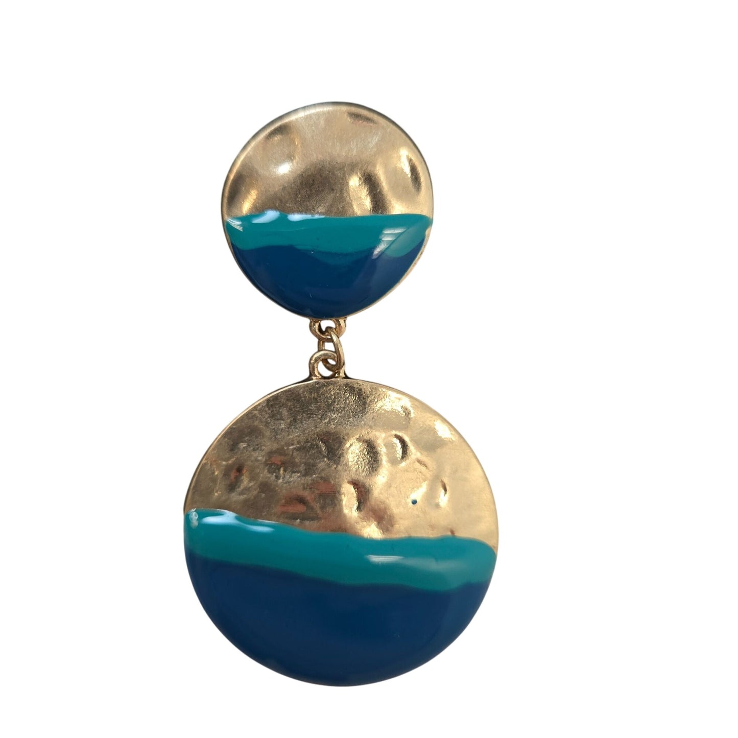 NWT Illuminata Gold and Blue Round Dangle Earrings