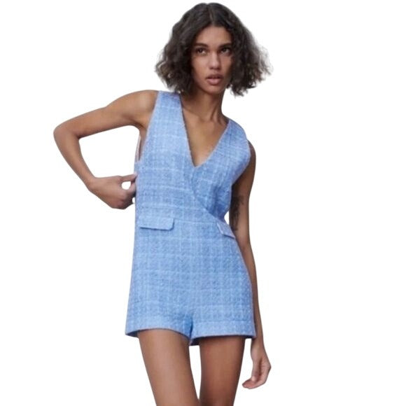 NWOT Zara Tweed Sleeveless Romper Size Large