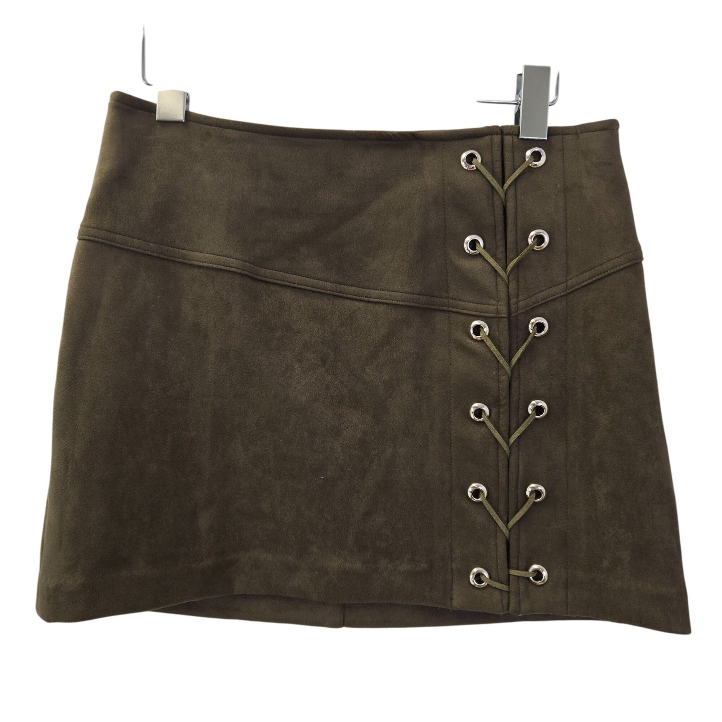 Luxxel Faux Suede Lace-Up Detail Mini Skirt Size Large