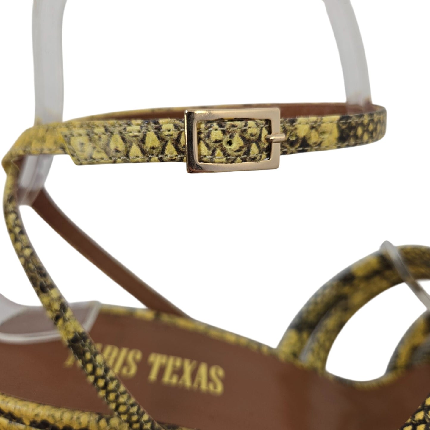 Paris Texas Carla Printed Python Leather Sandals in Limone Size 37/US 7