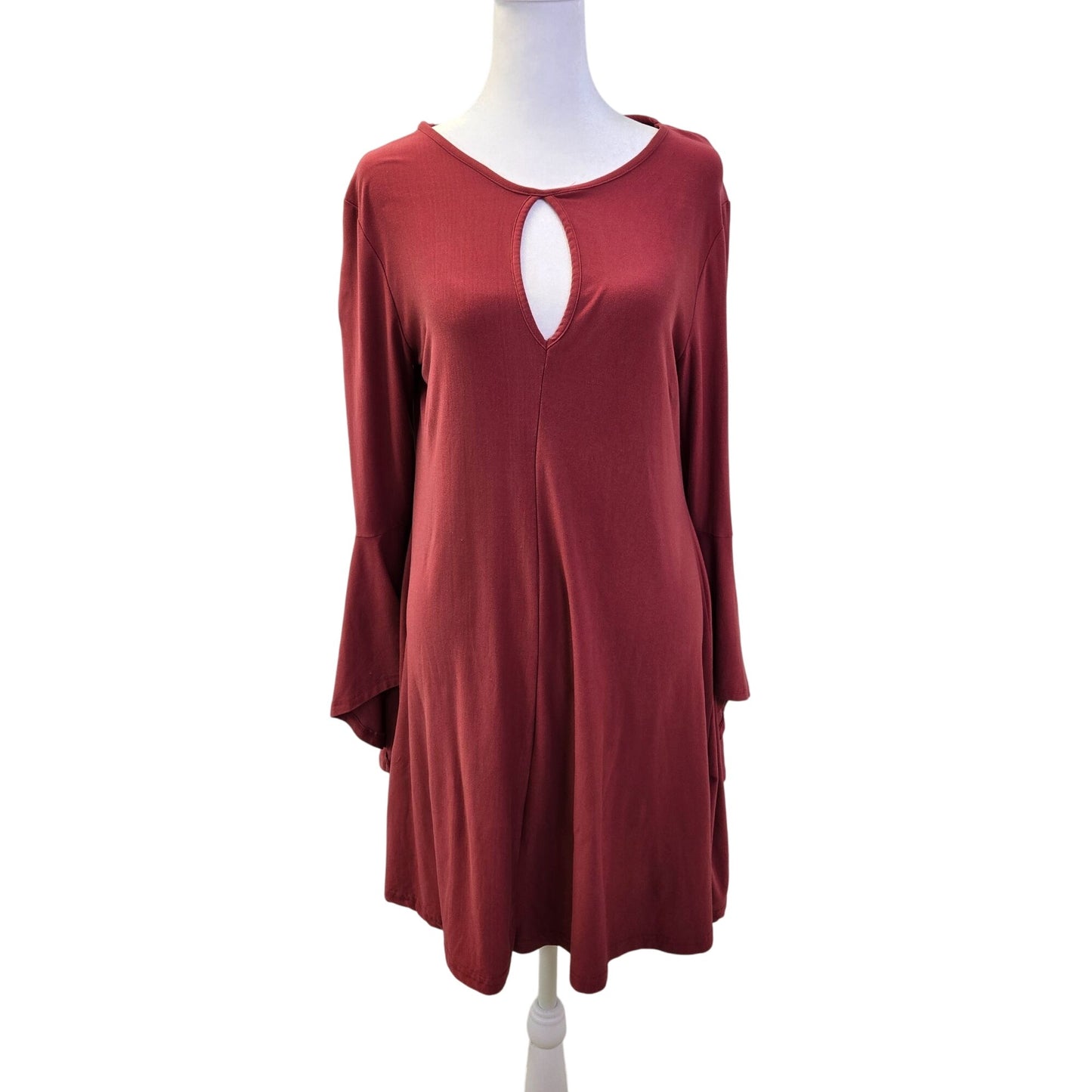 Planet Gold Fit & Flare Bell Sleeve Boho Dress Size Large