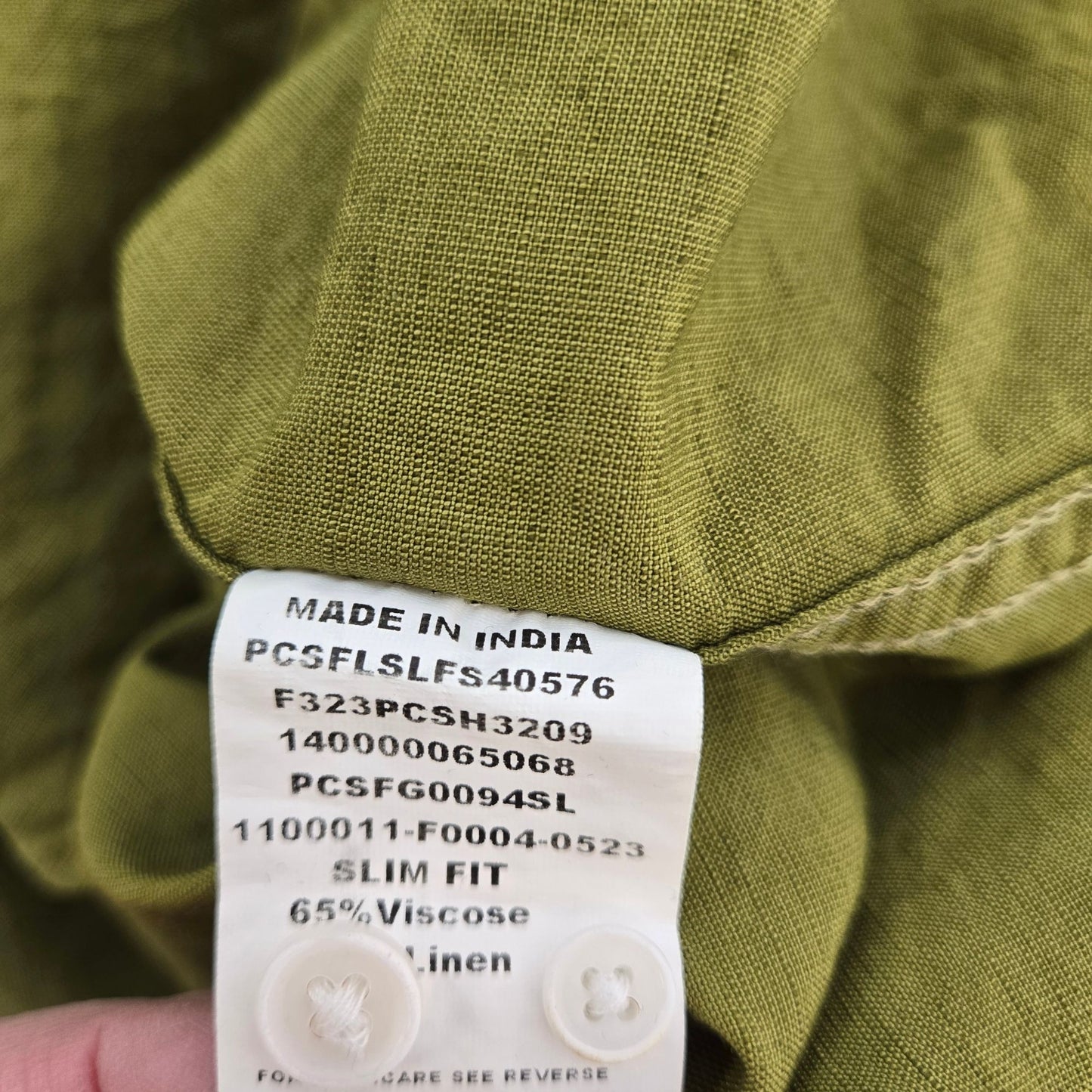 Peter England Sport Viscose & Linen Blend Slim Fit Quarter Button Shirt Size 44/XXL