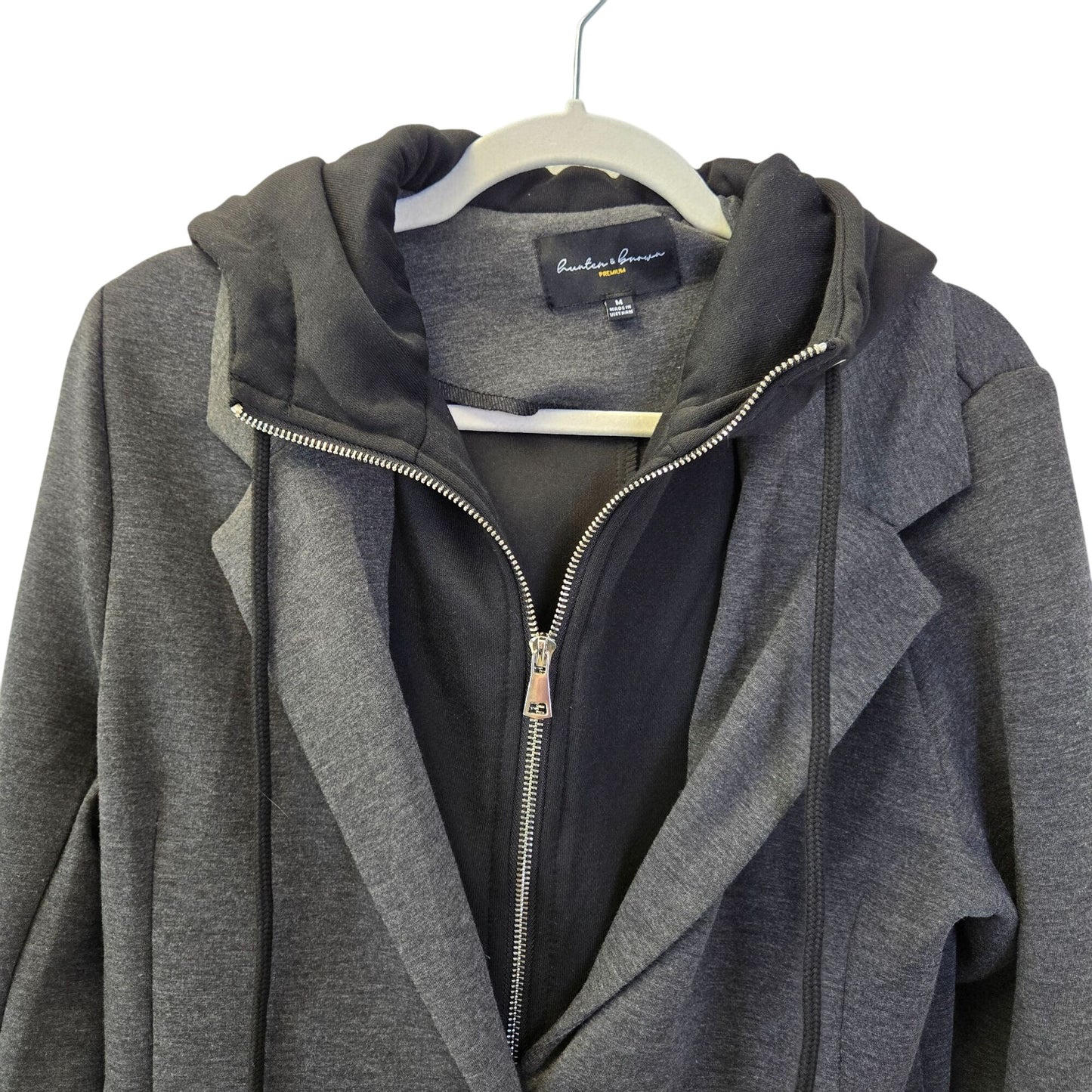 NWOT Hunter & Brown Neoprene Mid-Length Hoodie Coat Size Medium