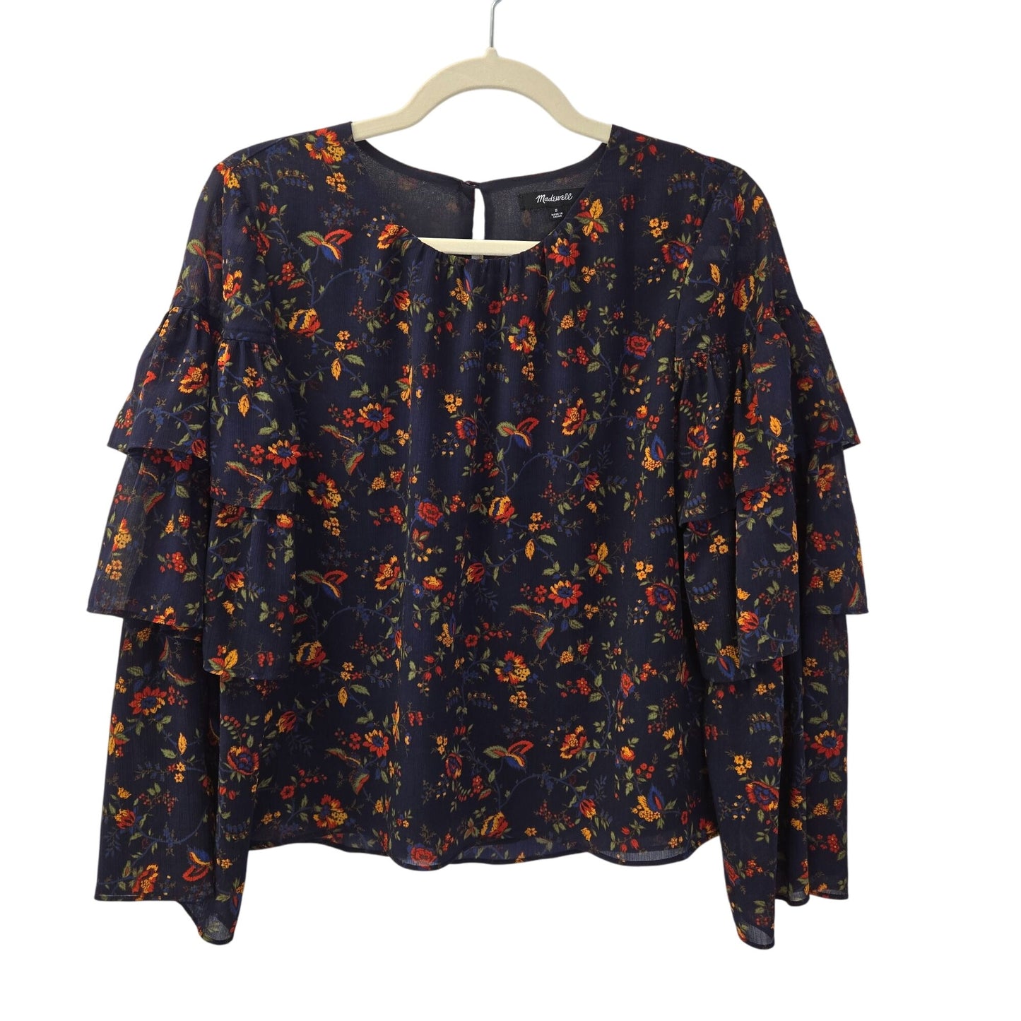 Madewell Floral Tiered Sleeve Blouse Size Small