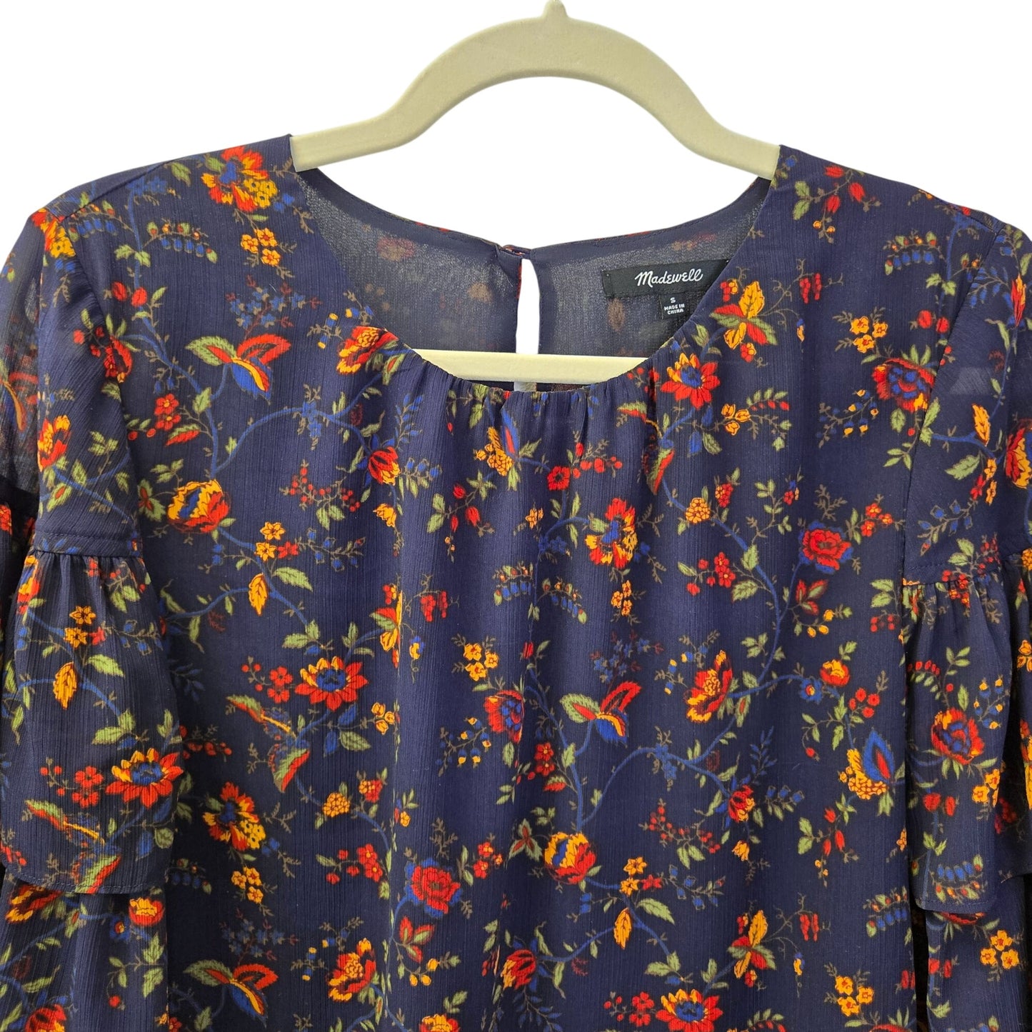 Madewell Floral Tiered Sleeve Blouse Size Small