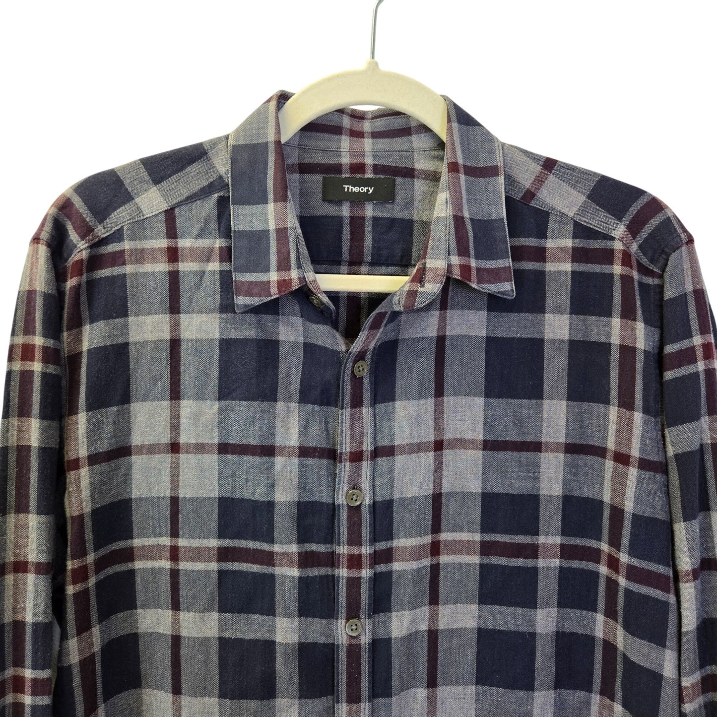 Theory Zack PS Dolton Plaid Light Flannel Button Down Shirt Size Medium
