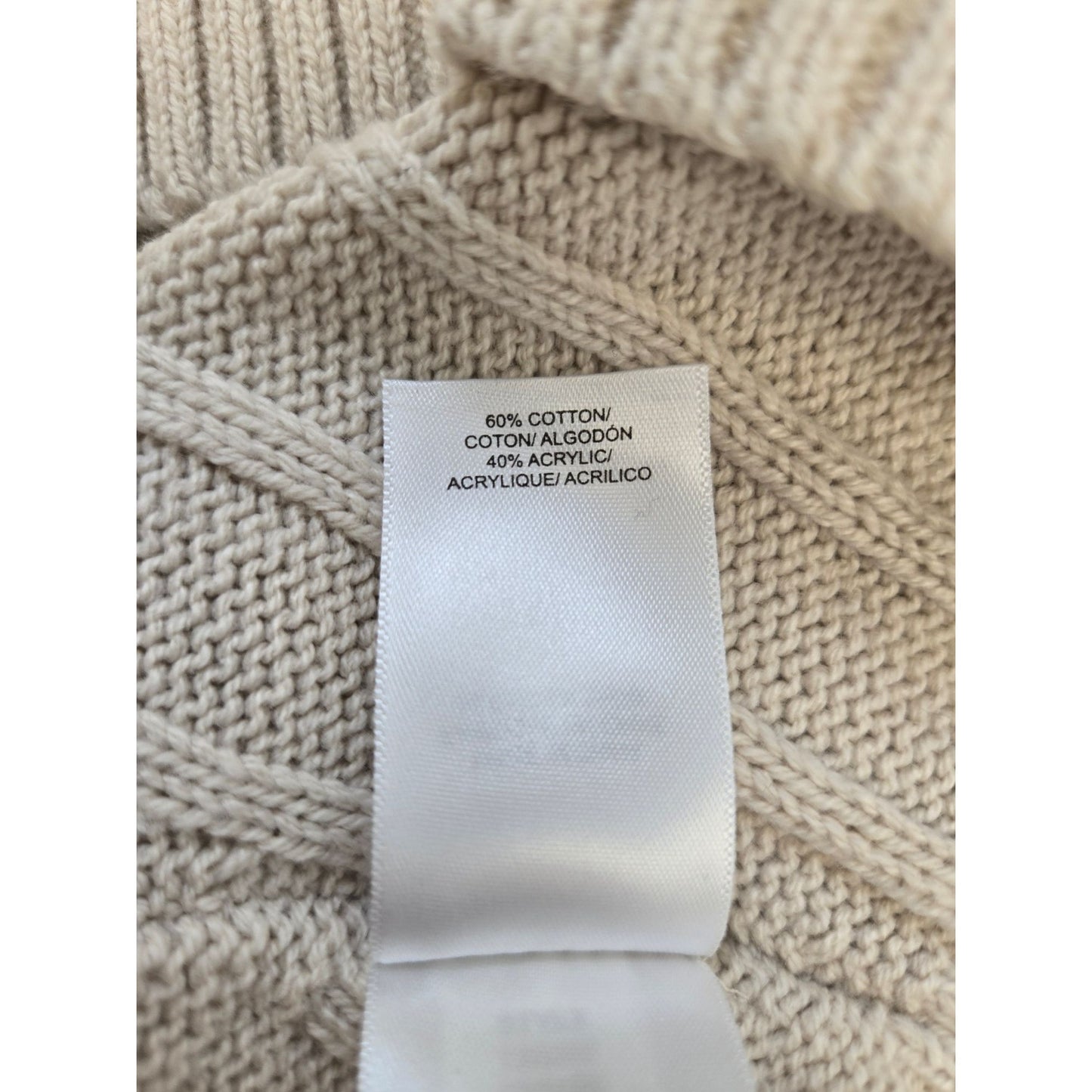 Lucky Brand Cotton Blend Collared V-Neck Slightly Cropped Sweater Size XL