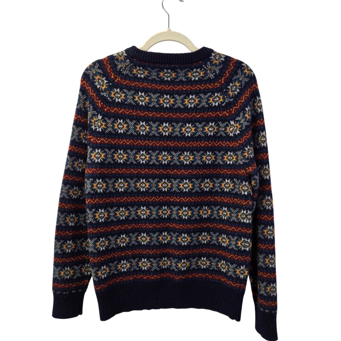 J. Crew 100% Lambswool Nordic Fair Isle Print Crewneck Sweater Size Medium