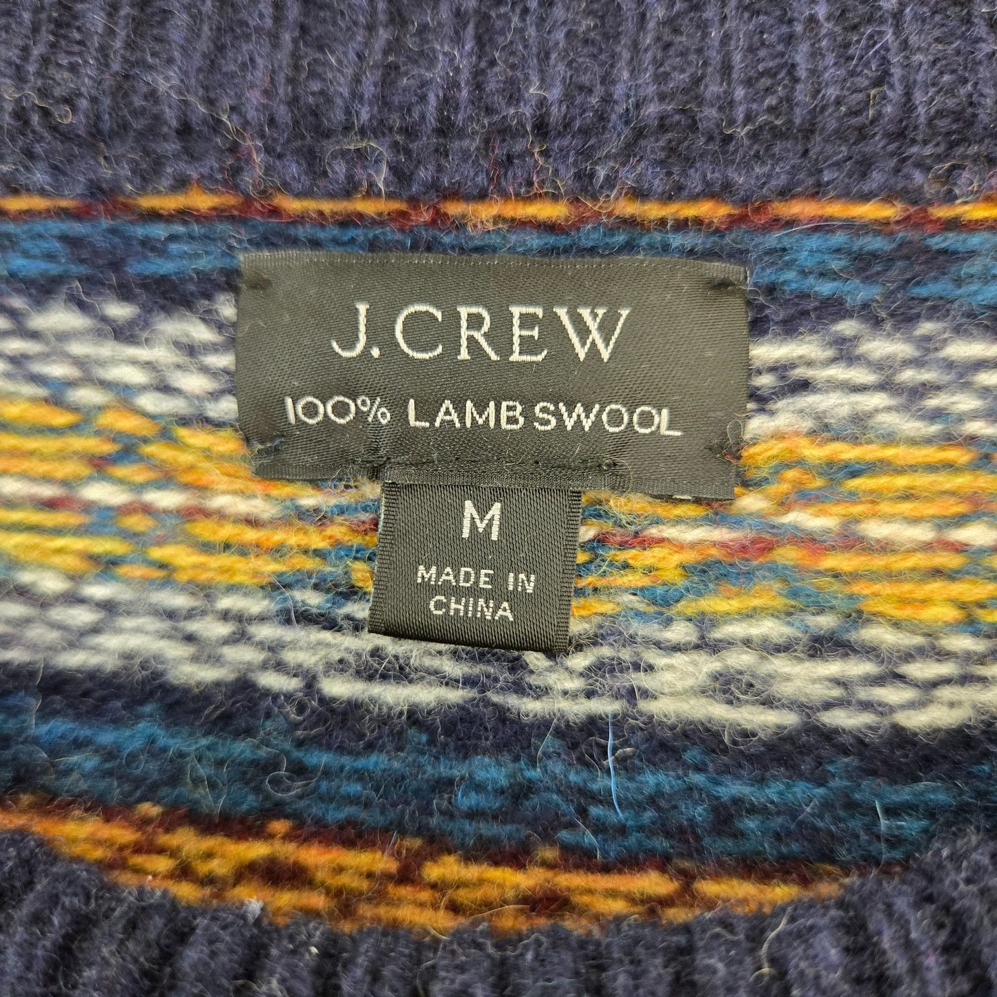 J. Crew 100% Lambswool Nordic Fair Isle Print Crewneck Sweater Size Medium