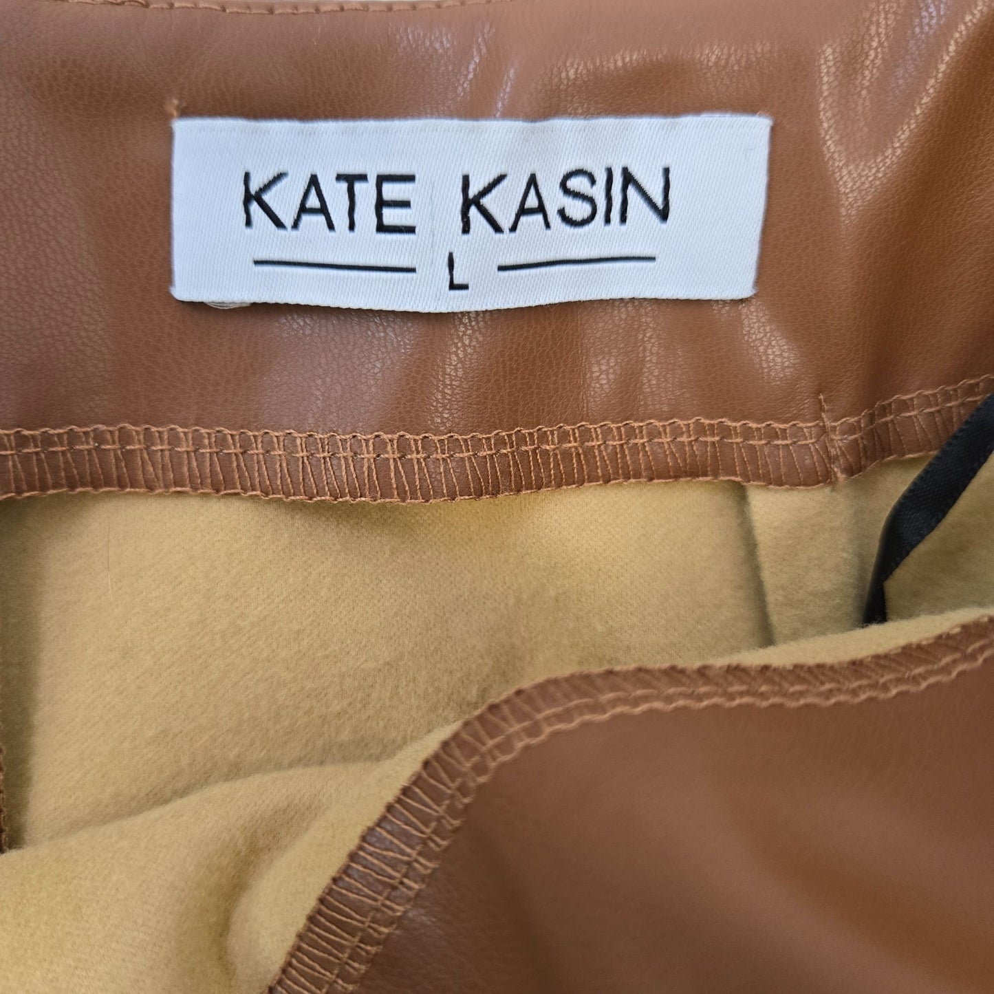 Kate Kasin Vegan Leather Wrap Pencil Skirt Size Large