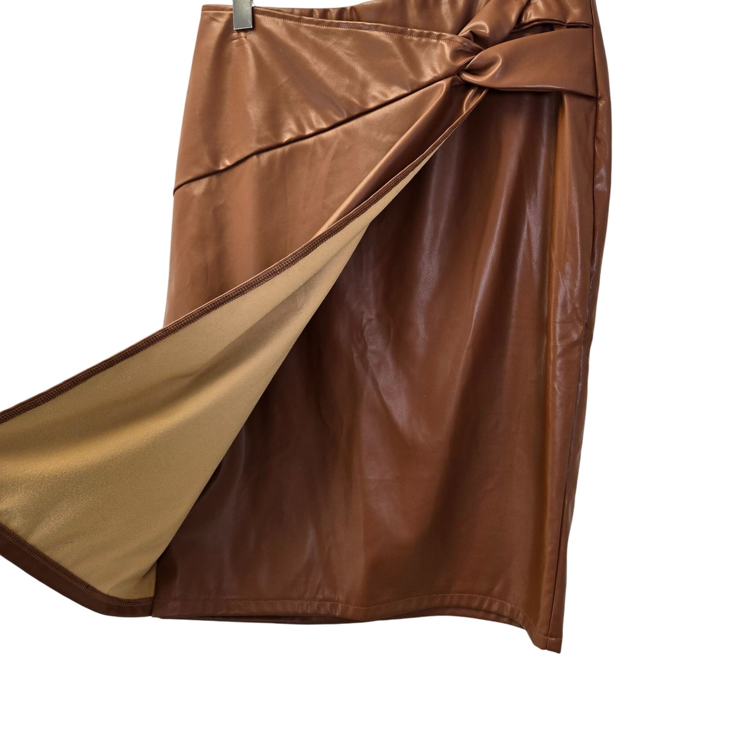 Kate Kasin Vegan Leather Wrap Pencil Skirt Size Large