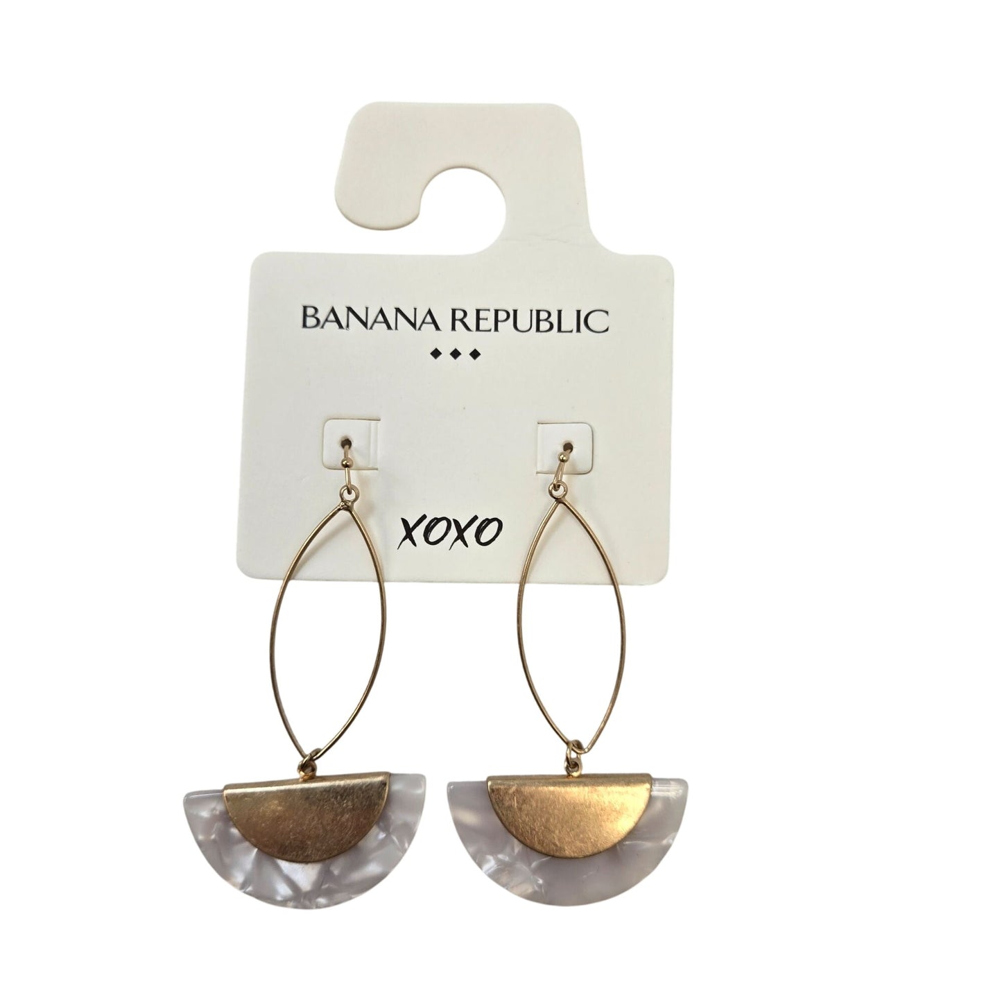 NWT Banana Republic Mother of Pearl and Gold Tone Half Moon Earrings