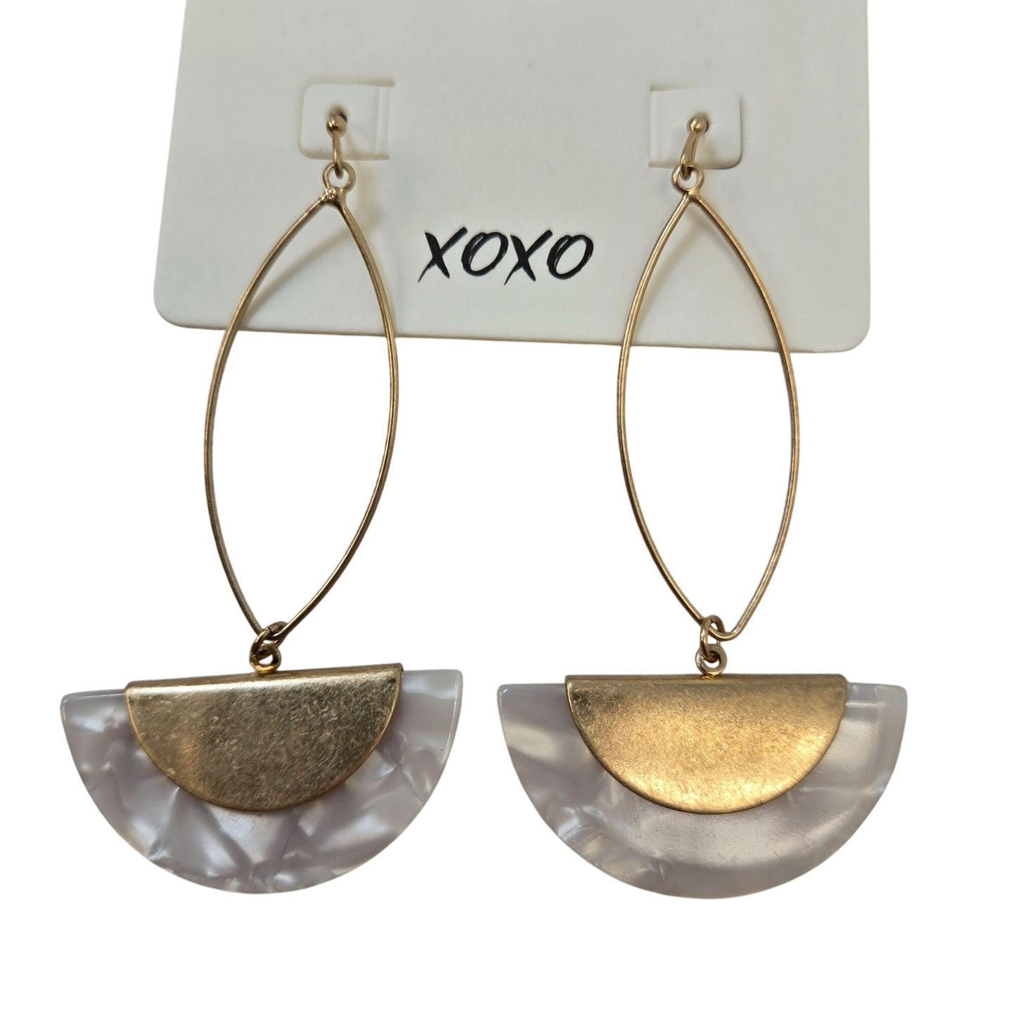 NWT Banana Republic Mother of Pearl and Gold Tone Half Moon Earrings