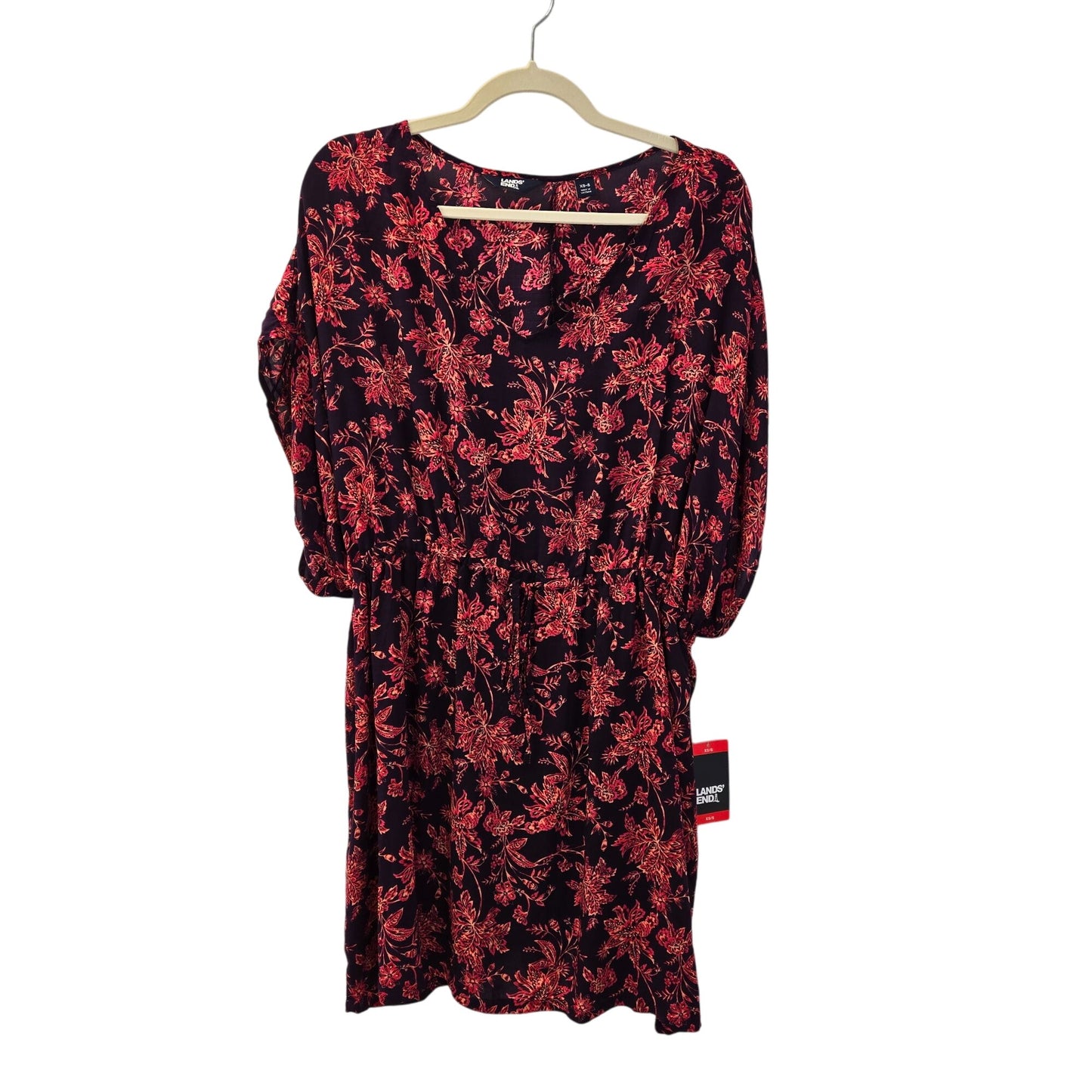NWT Lands' End Floral Viscose Dolman Cap Sleeve Swim Coverup Size XS/S