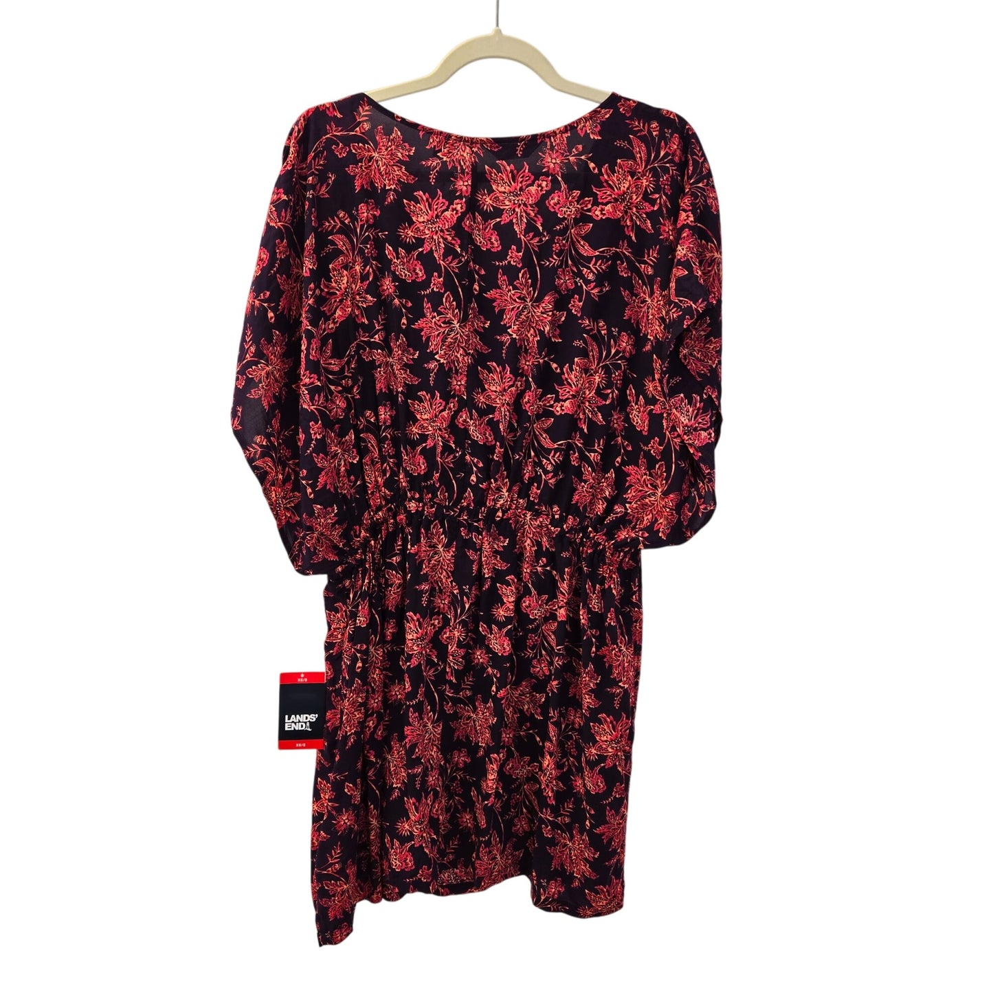 NWT Lands' End Floral Viscose Dolman Cap Sleeve Swim Coverup Size XS/S