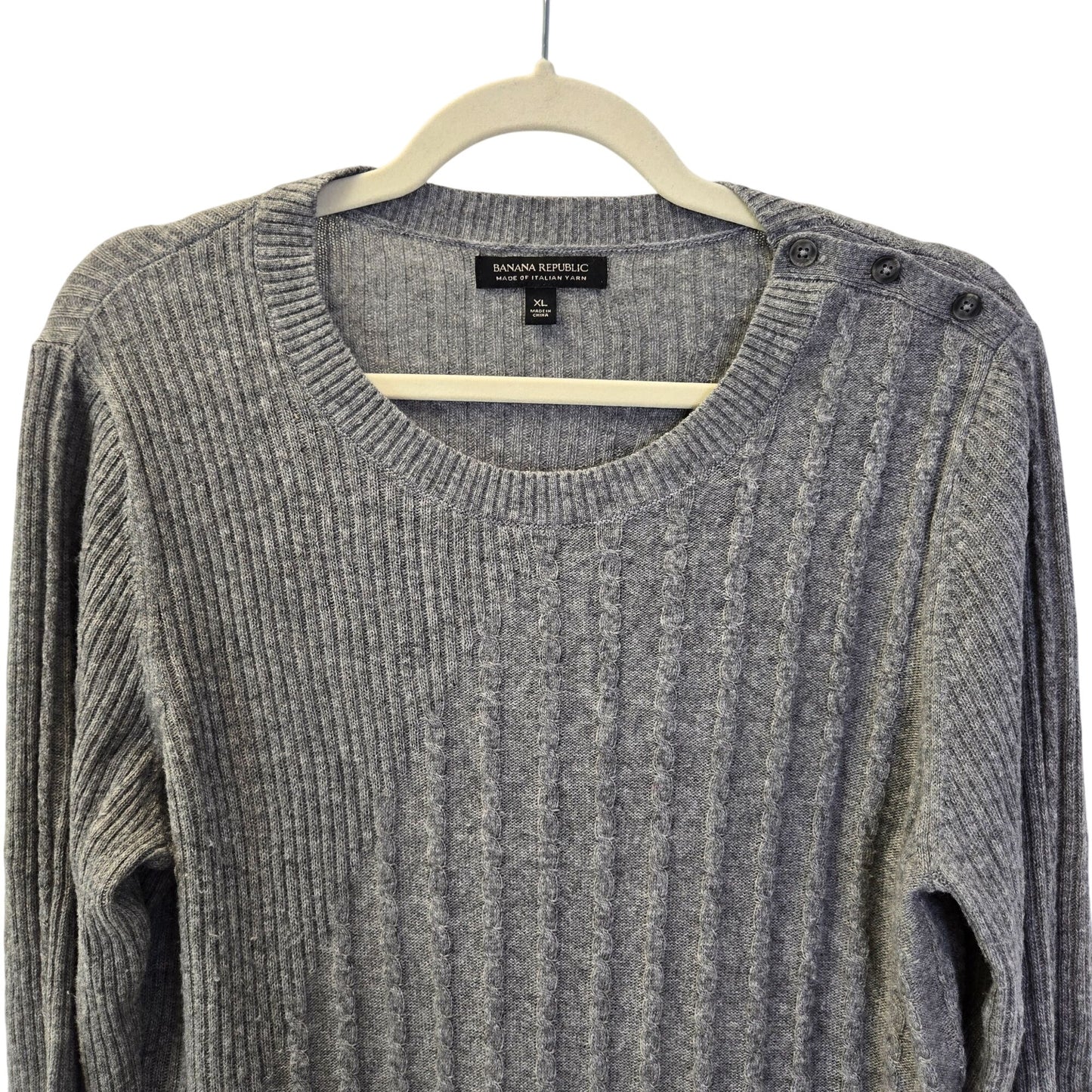 Banana Republic Mixed Cable Crew Wool & Cashmere Blend Sweater Size XL