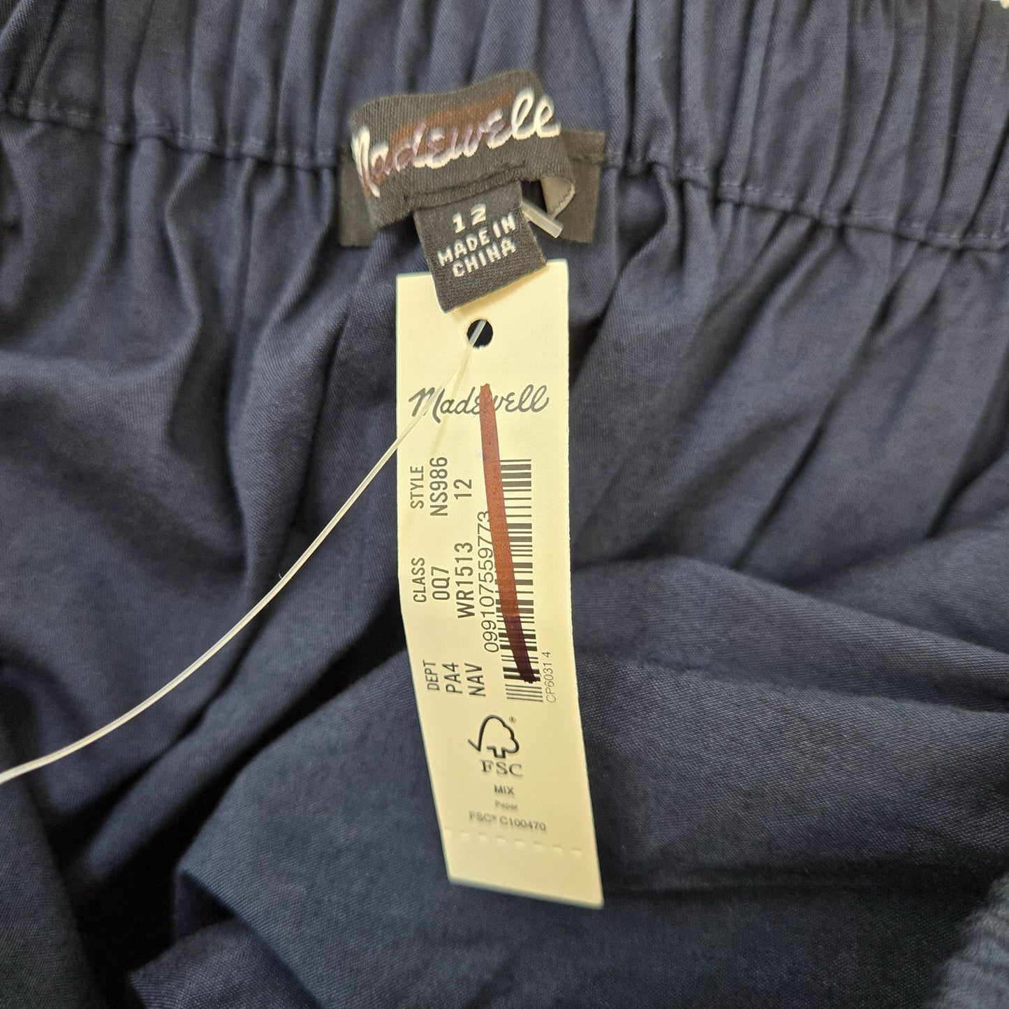 NWT Madewell Depeche Navy Puff Sleeve Babydoll Mini Dress Size 12