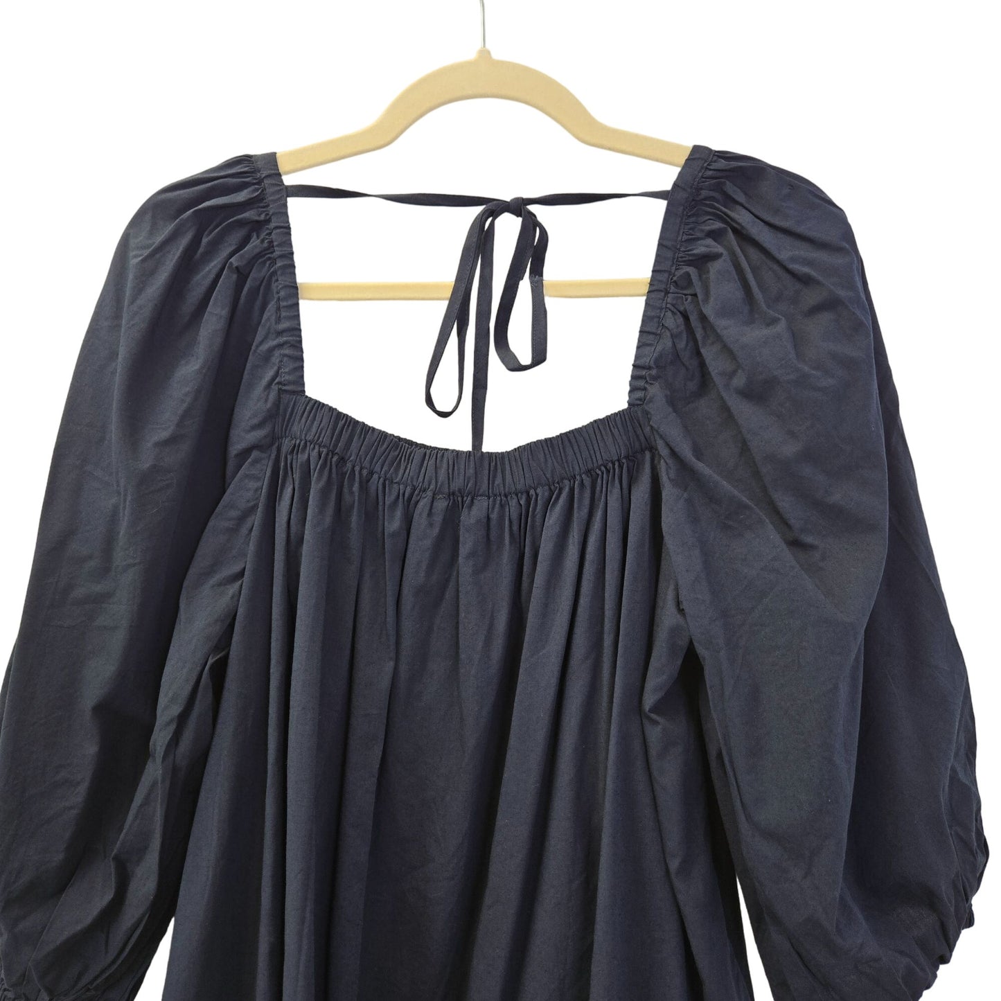 NWT Madewell Depeche Navy Puff Sleeve Babydoll Mini Dress Size 12