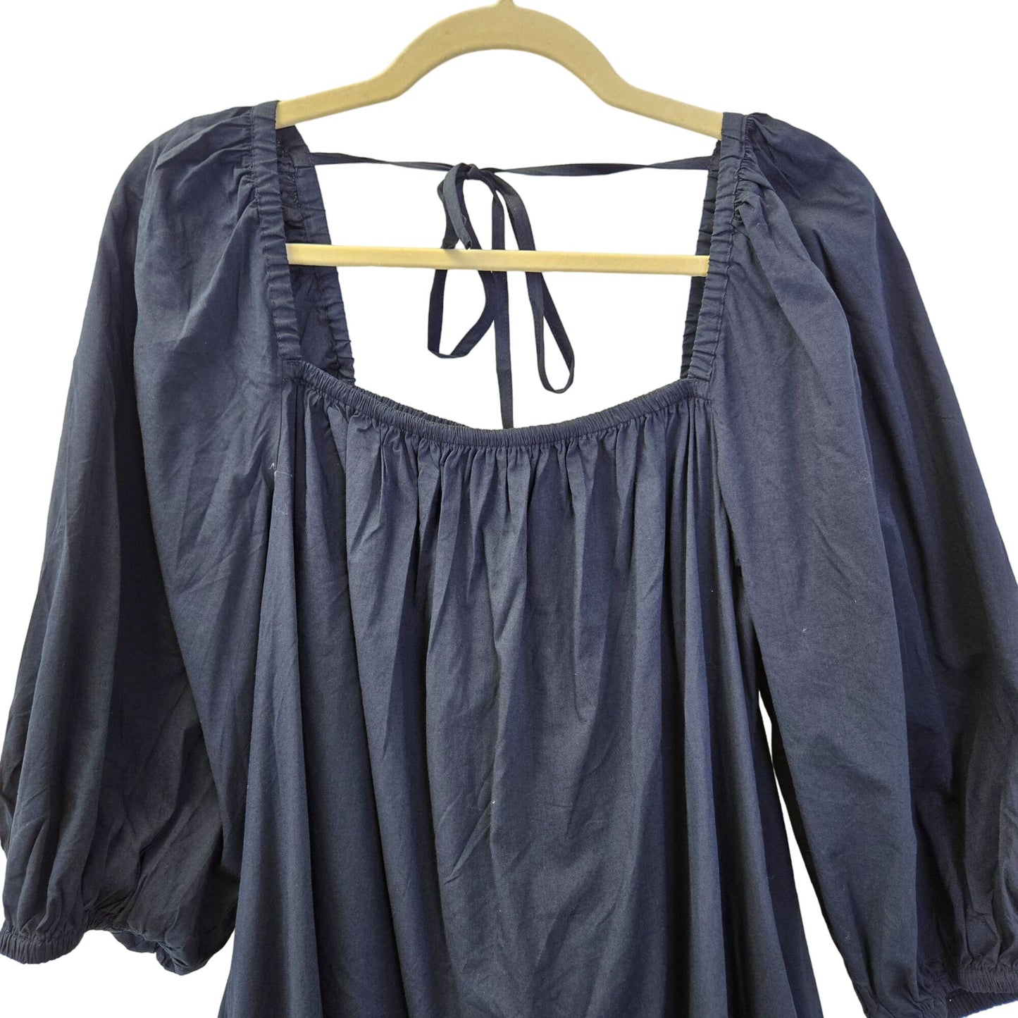 NWT Madewell Depeche Navy Puff Sleeve Babydoll Mini Dress Size 12