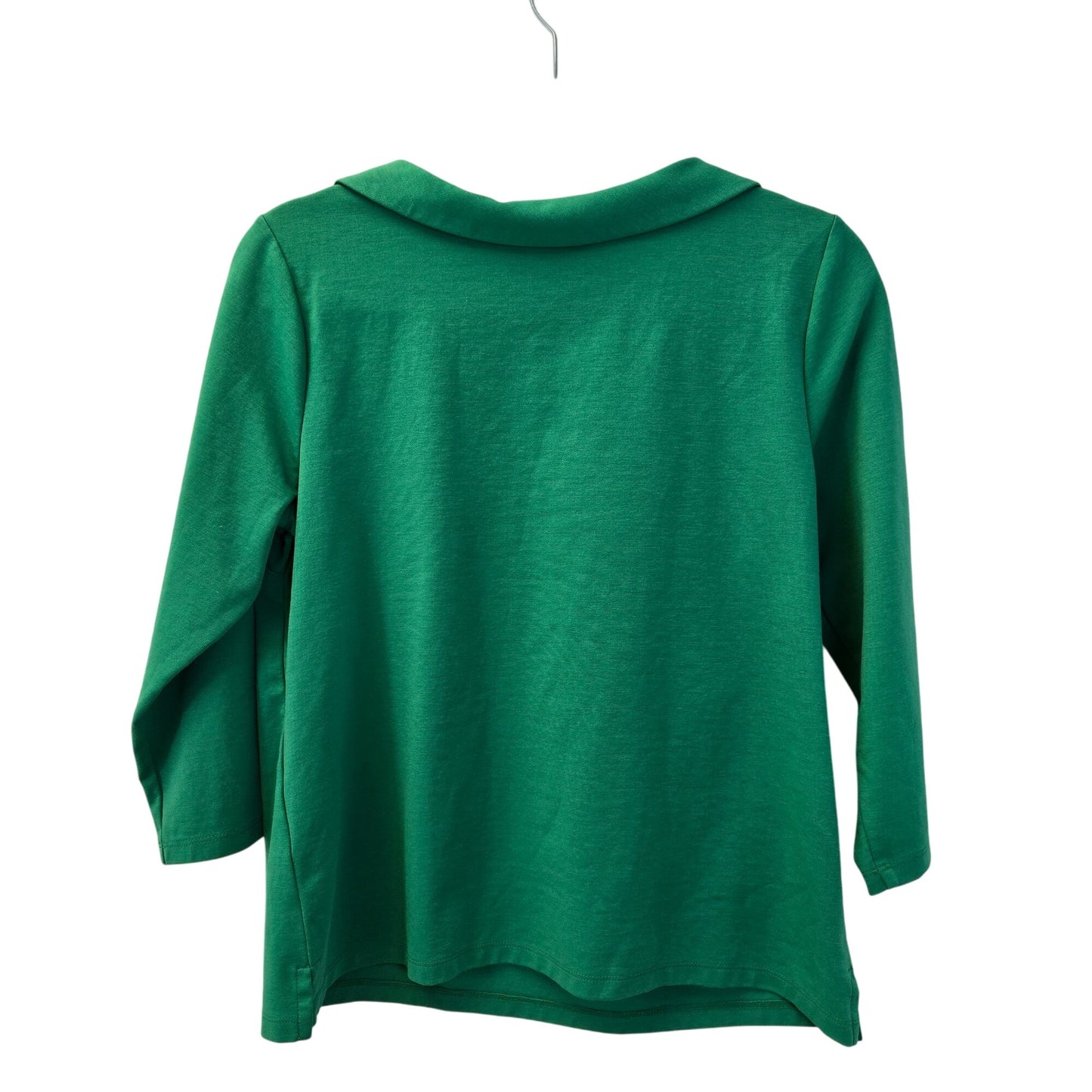 Talbots Kelly Green Round Collared 3/4 Sleeve Top Size Medium Petite