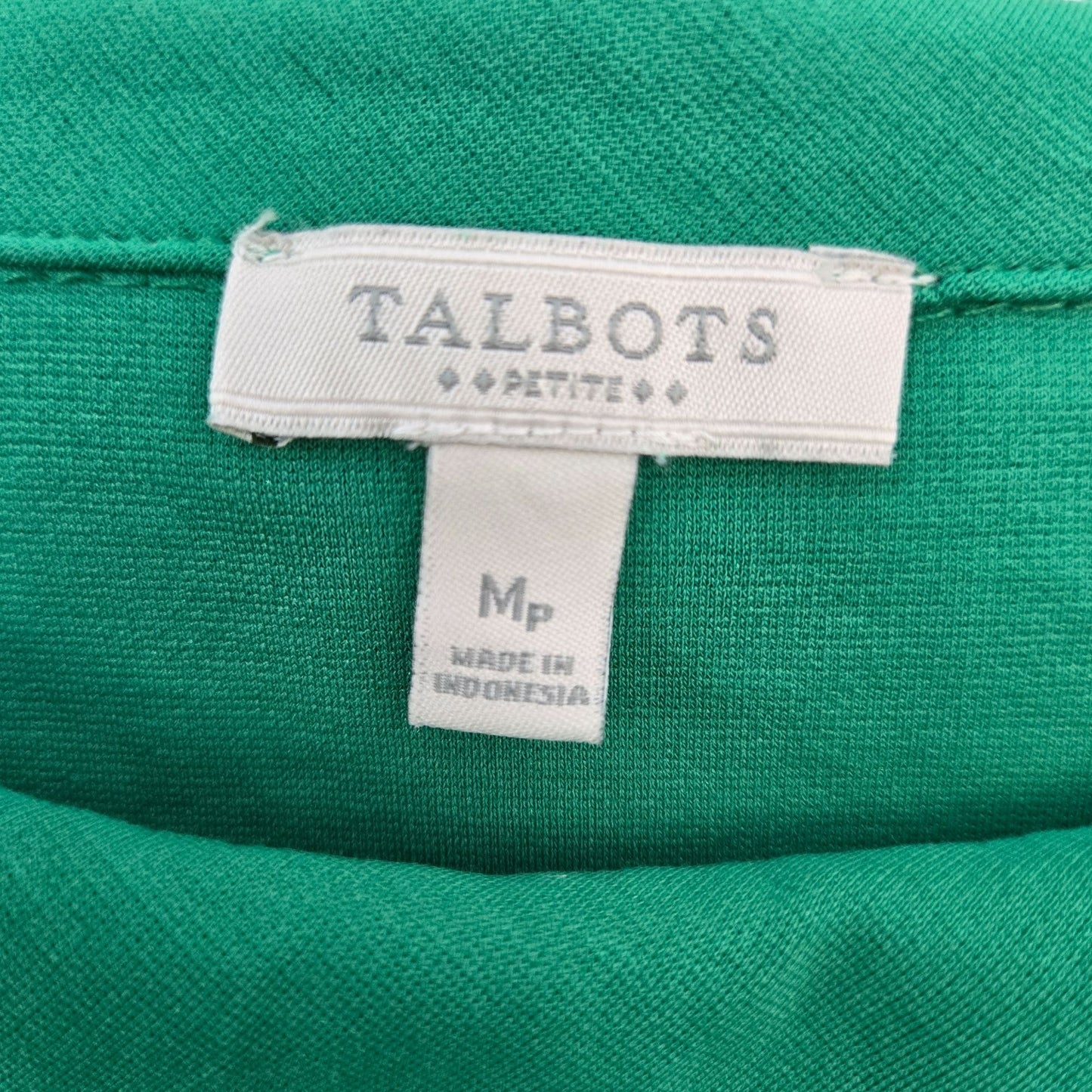 Talbots Kelly Green Round Collared 3/4 Sleeve Top Size Medium Petite