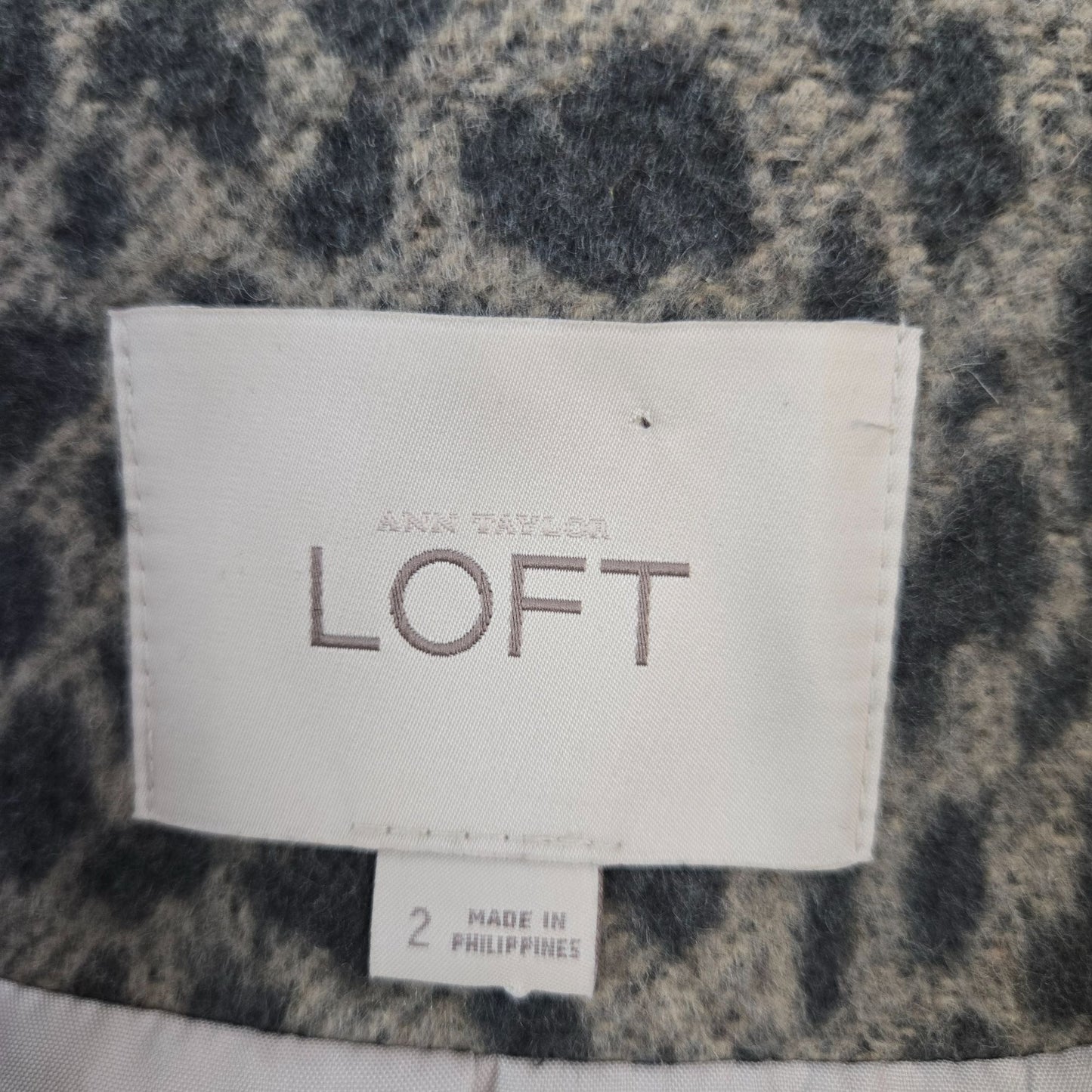 Loft Wool Blend Leopard Print One Button Blazer Jacket Size 2