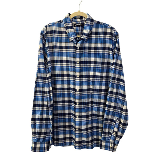 Lands' End Sail Rigger Oxford Tailored Fit Plaid Button Down Shirt Size Large Tall
