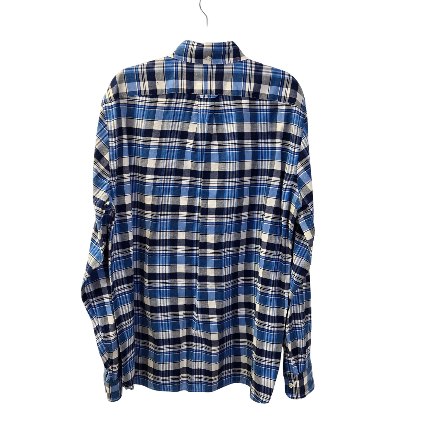 Lands' End Sail Rigger Oxford Tailored Fit Plaid Button Down Shirt Size Large Tall