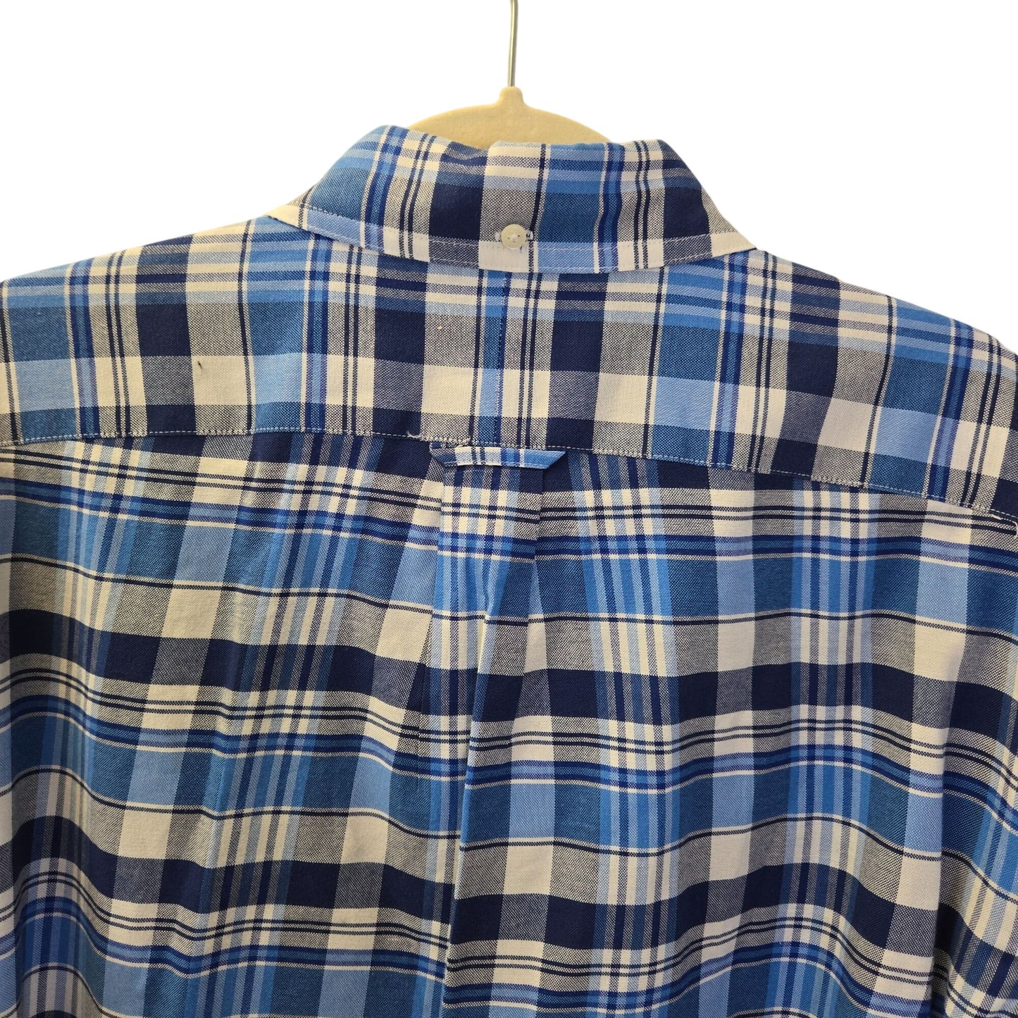 Lands' End Sail Rigger Oxford Tailored Fit Plaid Button Down Shirt Size Large Tall