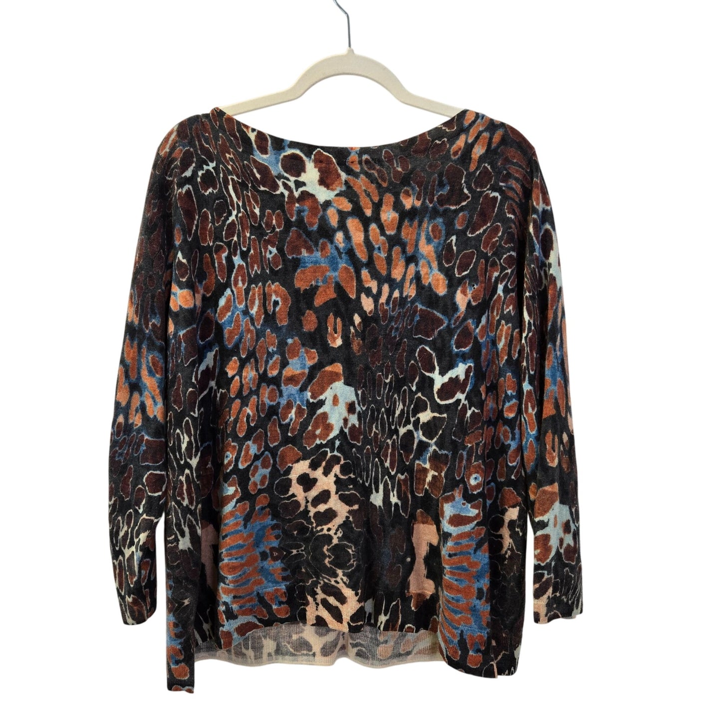 Talbots Woman 100% Merino Wool Leopard Print 3/4 Sleeve Crewneck Sweater Size 2XL