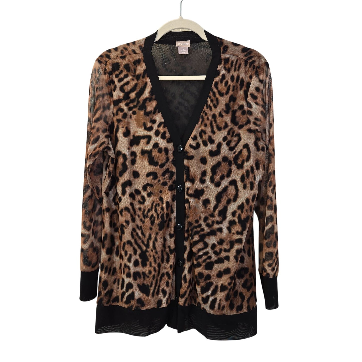 Chico's Leopard Print Button Down Blouse Size Chico's 1/Medium