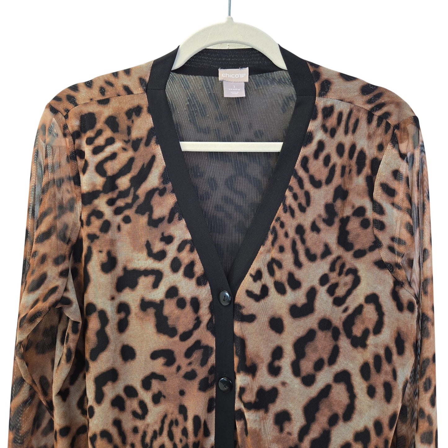 Chico's Leopard Print Button Down Blouse Size Chico's 1/Medium