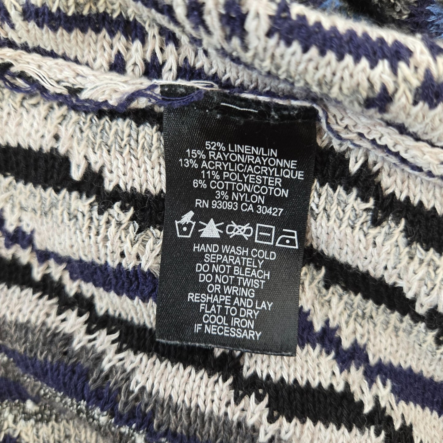 NIC+ZOE Linen Blend Mixed Striped Open Cardigan Sweater Size 1X