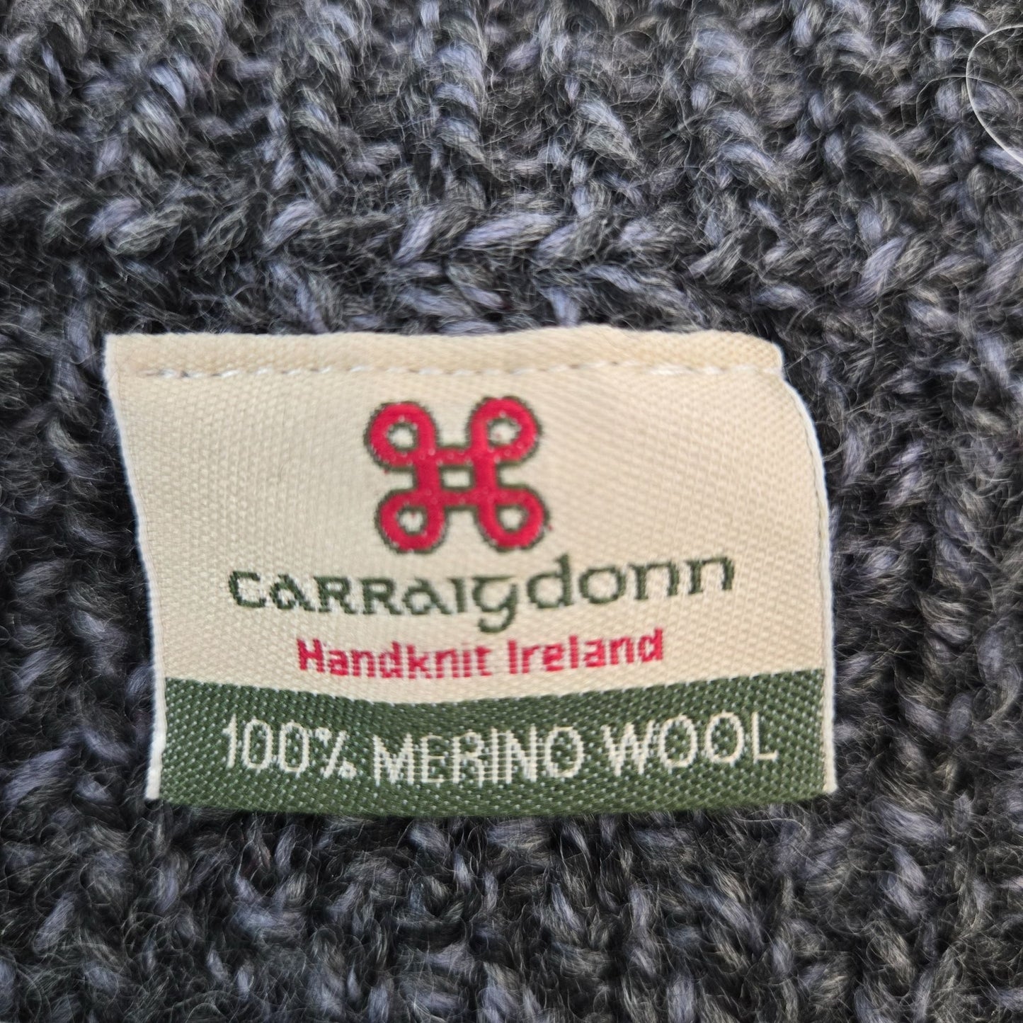 Carraigdonn Hand Knit 100% Merino Wool Full Zip Cable Knit Sweater Size Large